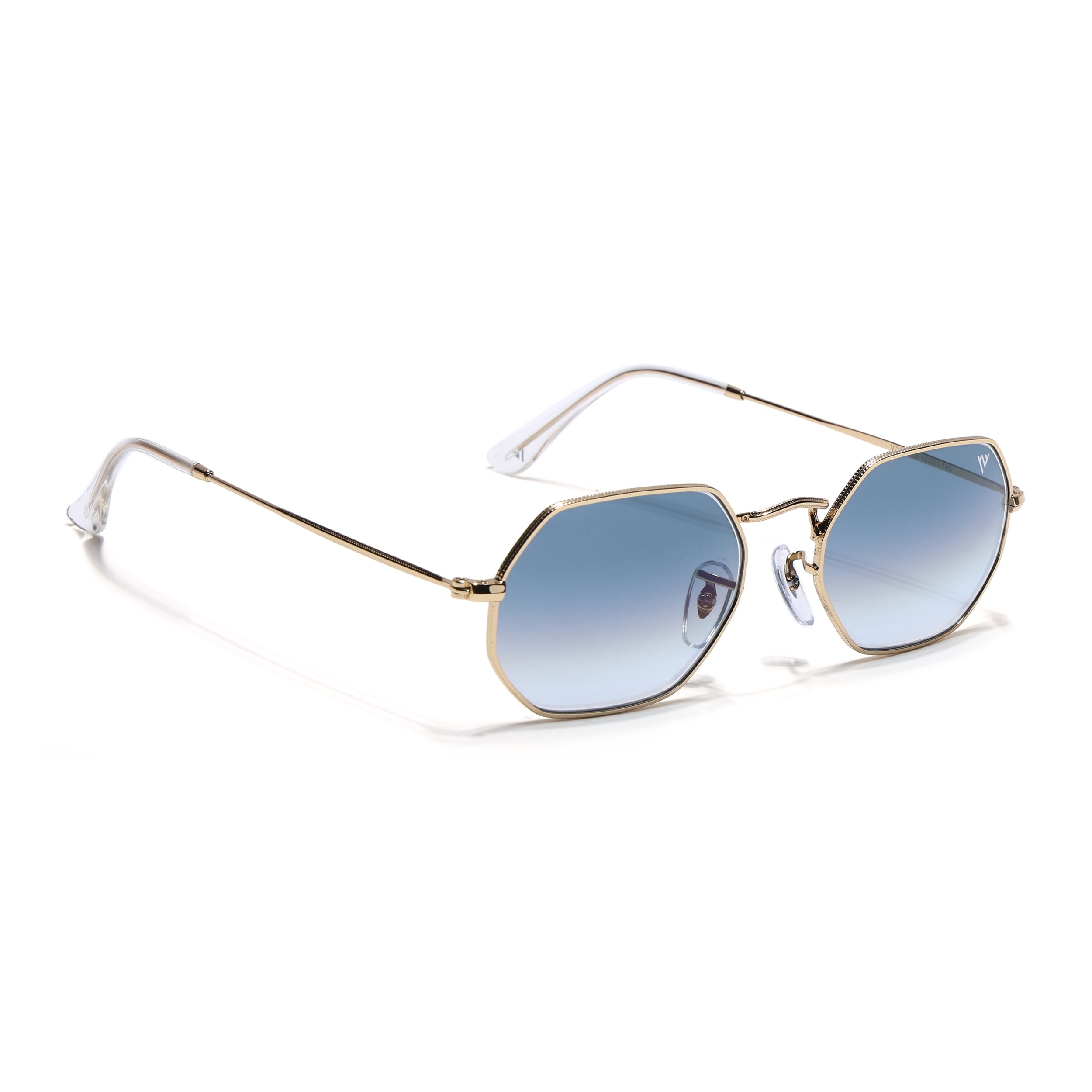 Hexagonal Sunglasses for Men & Women (Grey & Clear Lens | Golden Frame - MG7568)