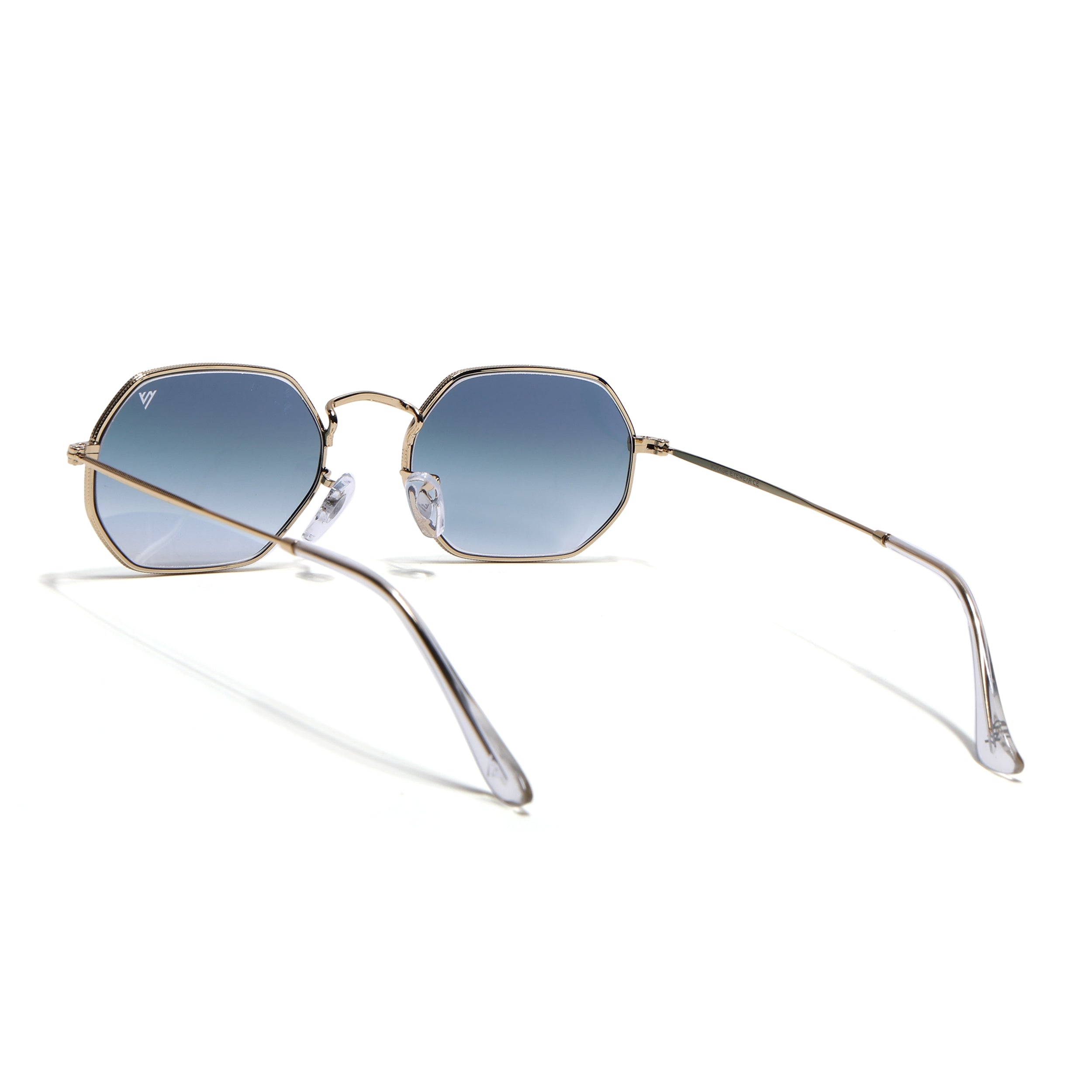 Hexagonal Sunglasses for Men & Women (Grey & Clear Lens | Golden Frame - MG7568)