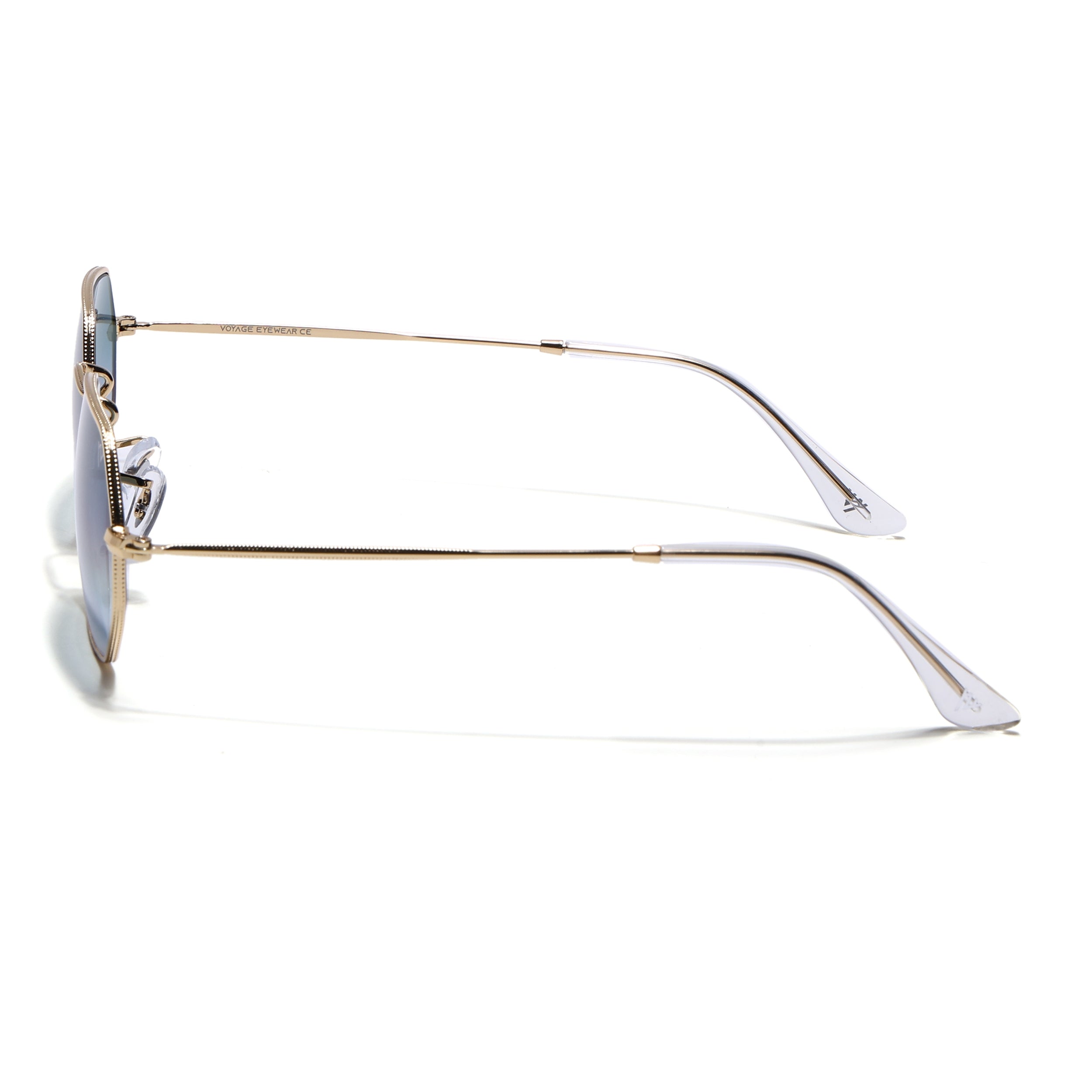 Hexagonal Sunglasses for Men & Women (Grey & Clear Lens | Golden Frame - MG7568)