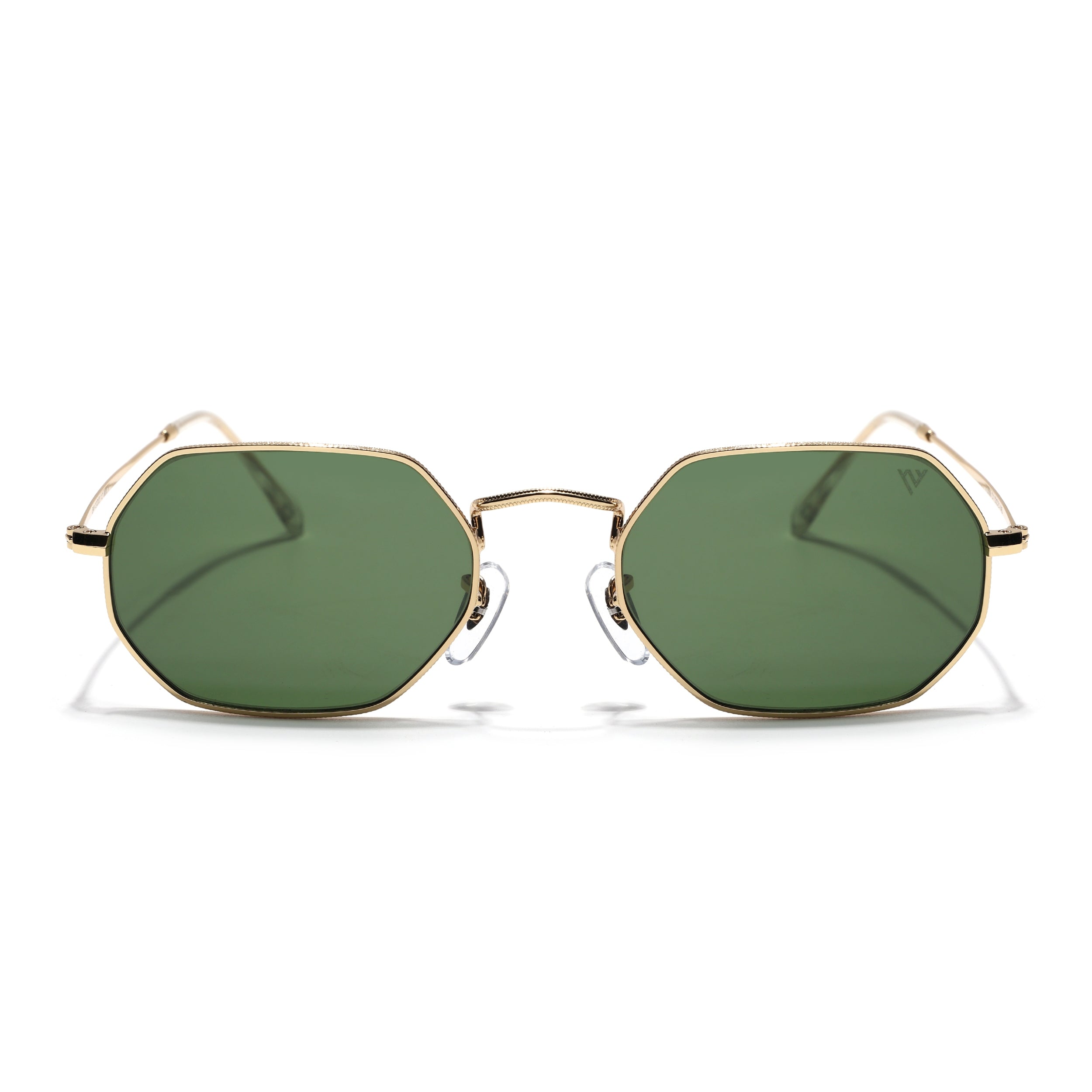 Hexagonal Sunglasses for Men & Women (Olive Lens | Golden Frame - MG7569)