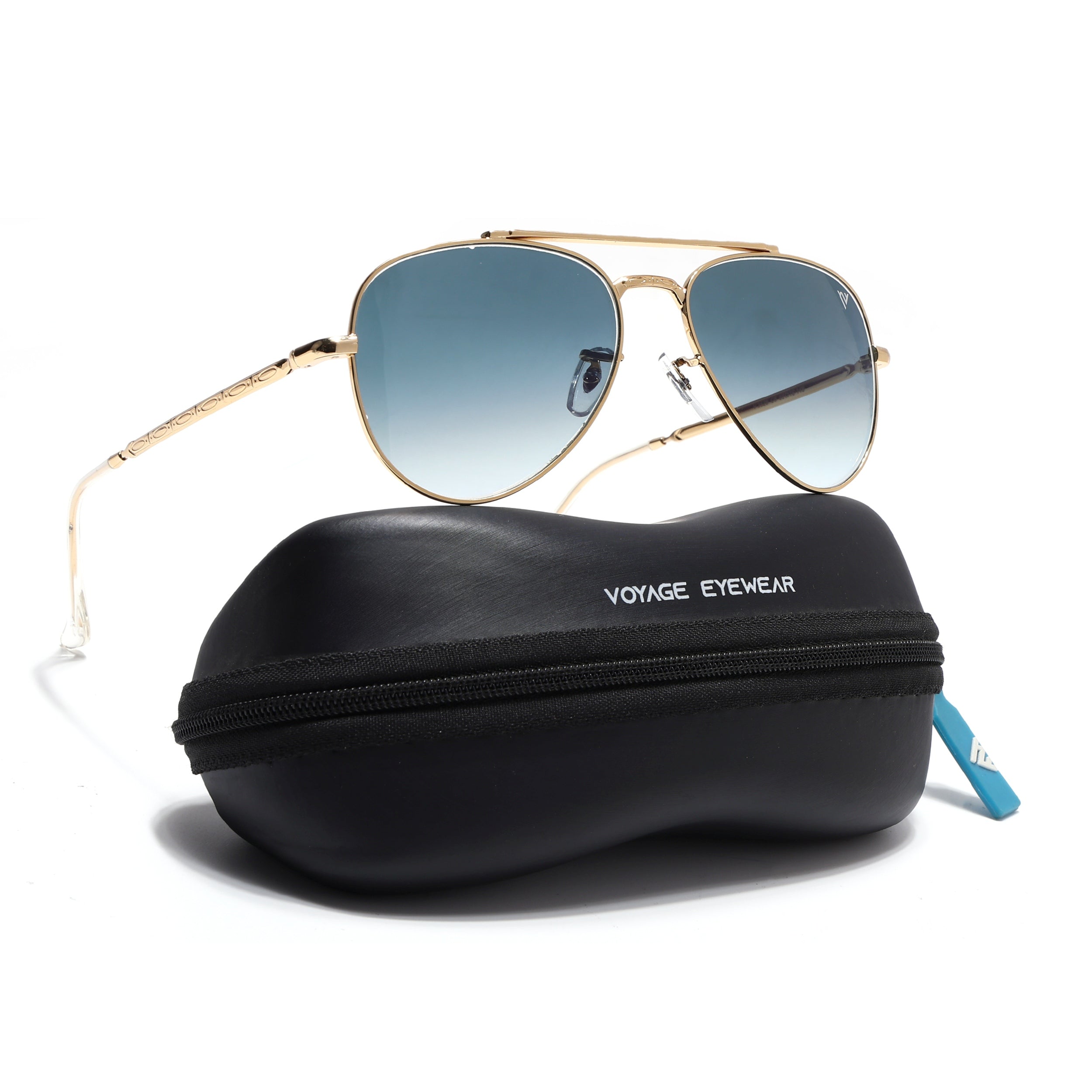 Malana | Grey & Clear Aviator Sunglasses | Golden Frame - MG7623