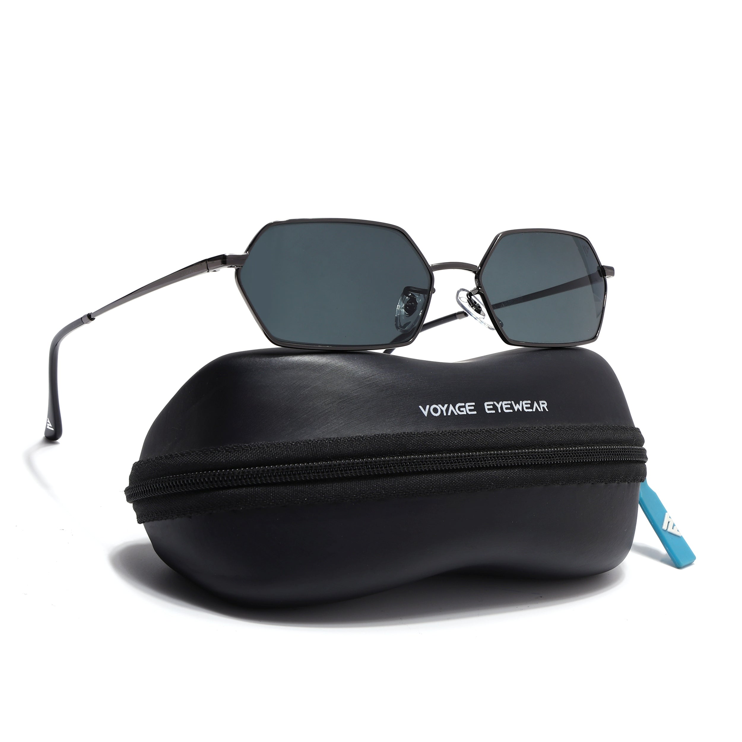 Malana | Black Hexagonal Sunglasses | Grey Frame - MG7631