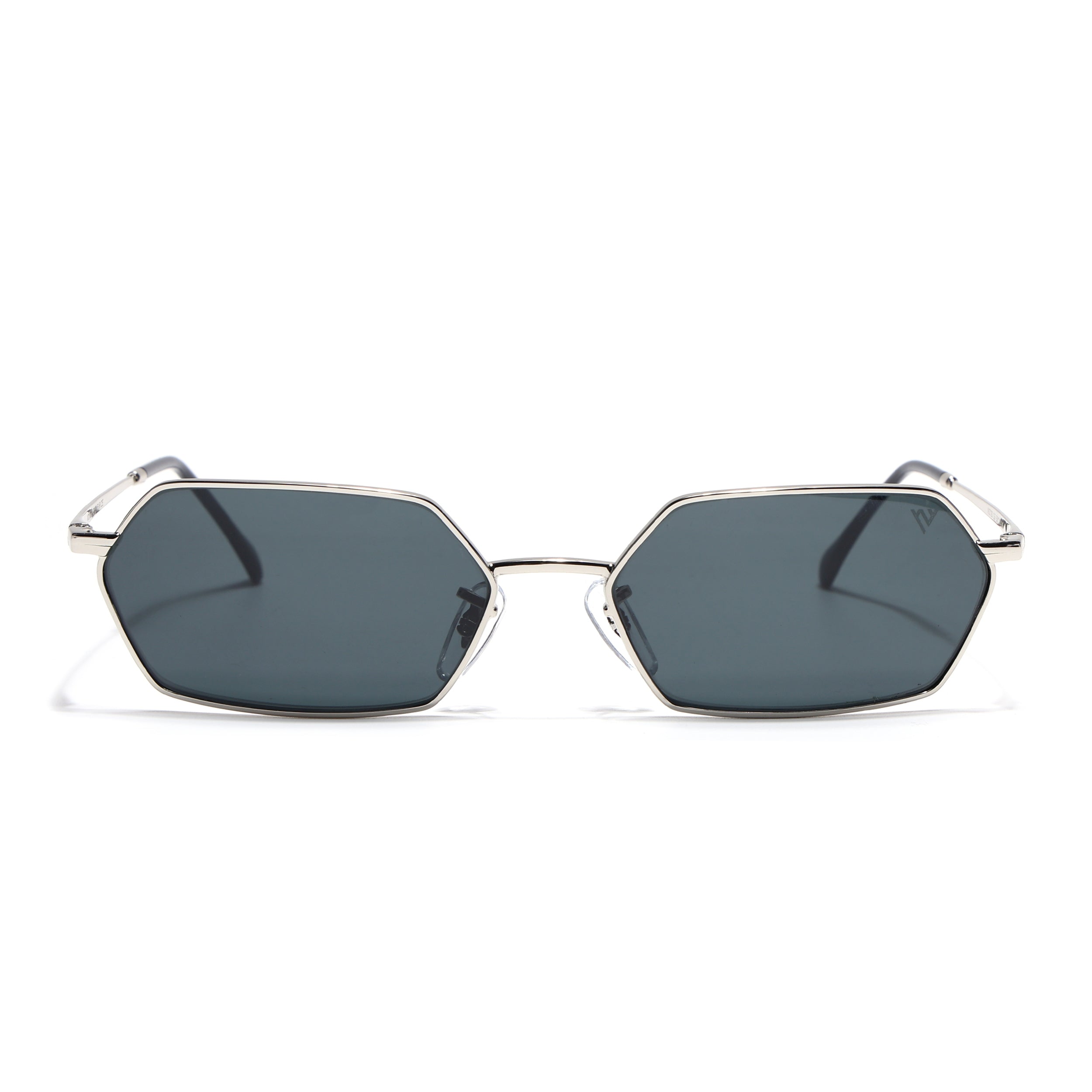 Malana | Black Hexagonal Sunglasses | Silver Frame - MG7632