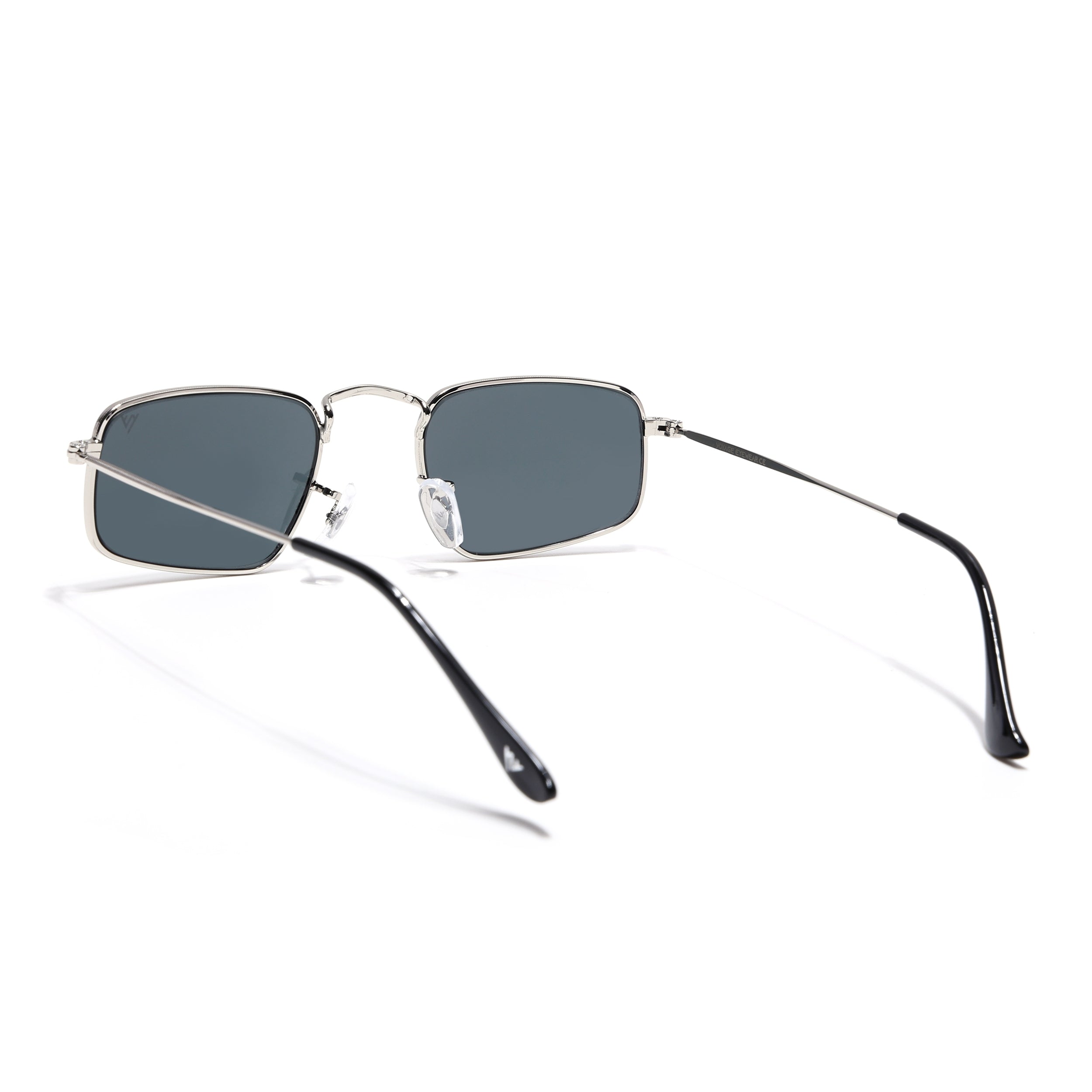 Rectangle Sunglasses for Men & Women (Black Lens | Silver Frame - MG7554)