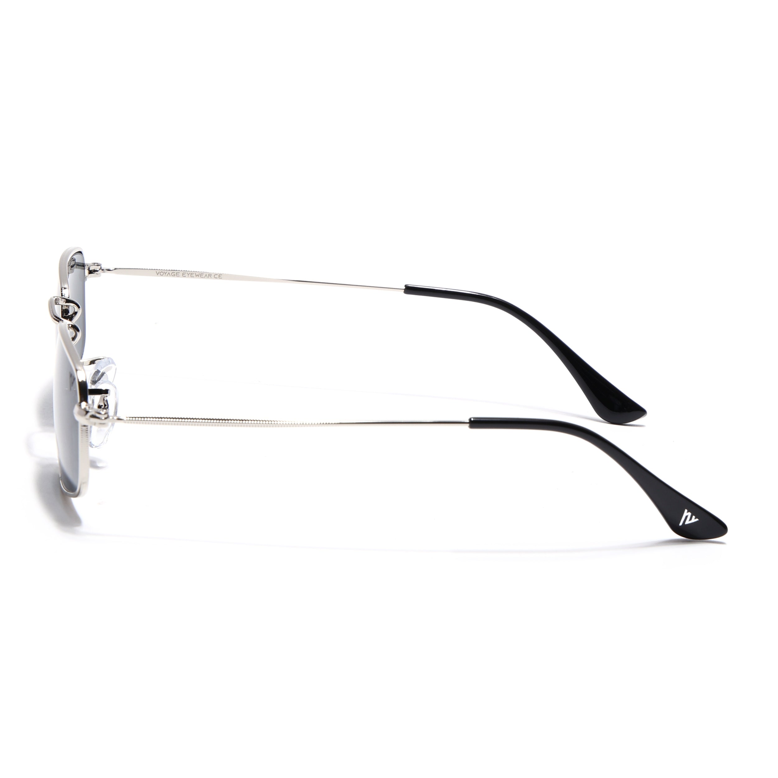 Rectangle Sunglasses for Men & Women (Black Lens | Silver Frame - MG7554)