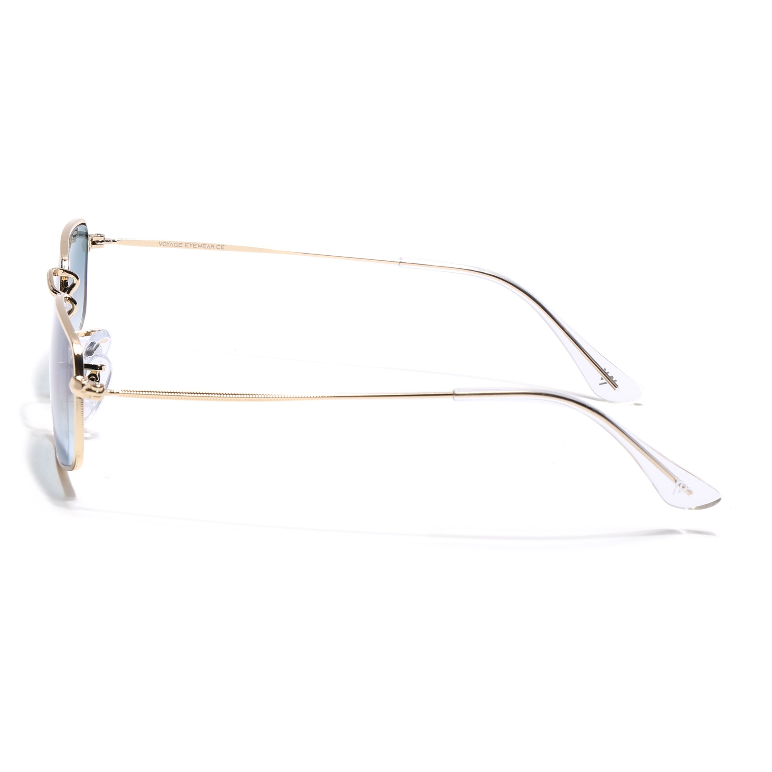 Rectangle Sunglasses for Men & Women (Grey & Clear Lens | Golden Frame - MG7556)
