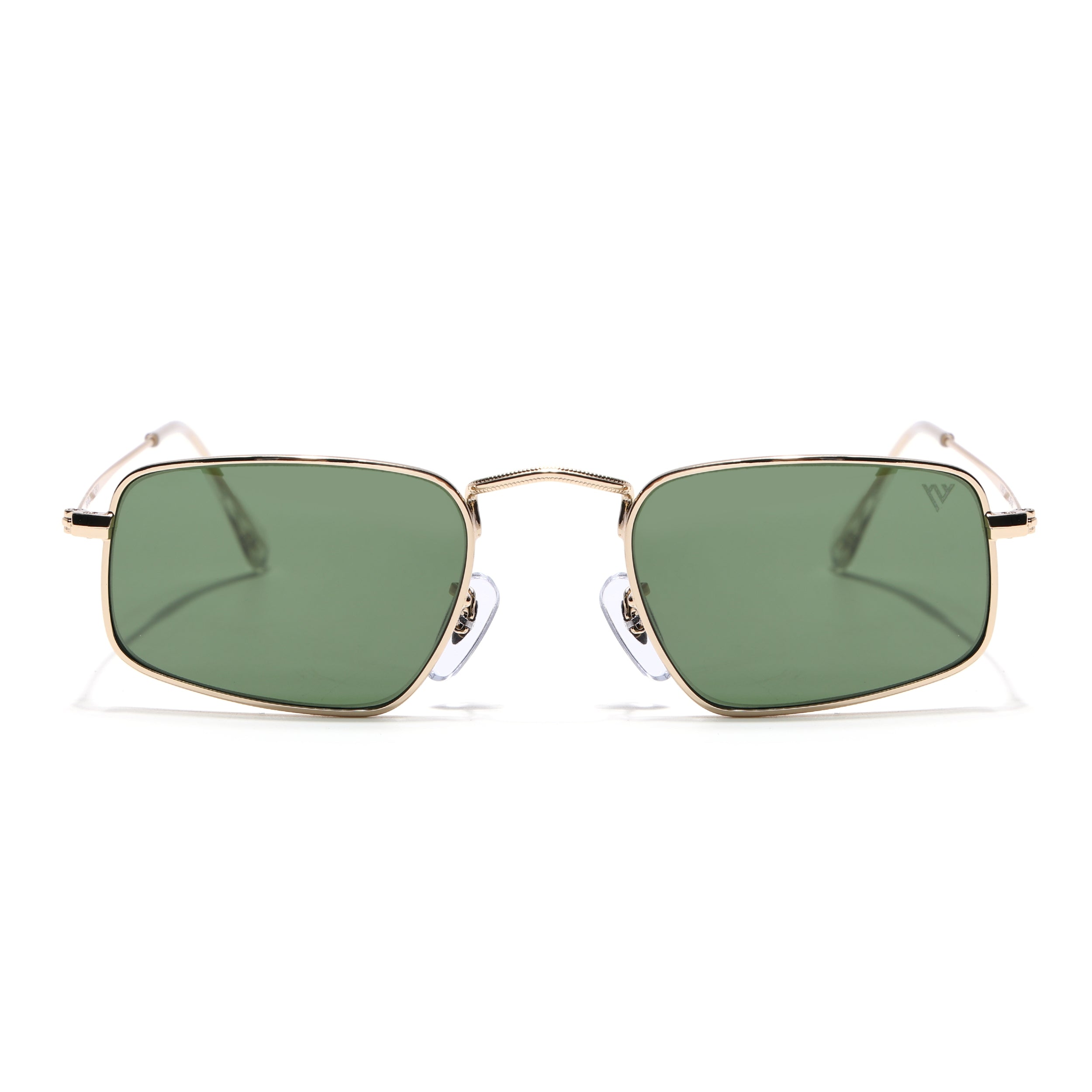Rectangle Sunglasses for Men & Women (Olive Lens | Golden Frame - MG7557)