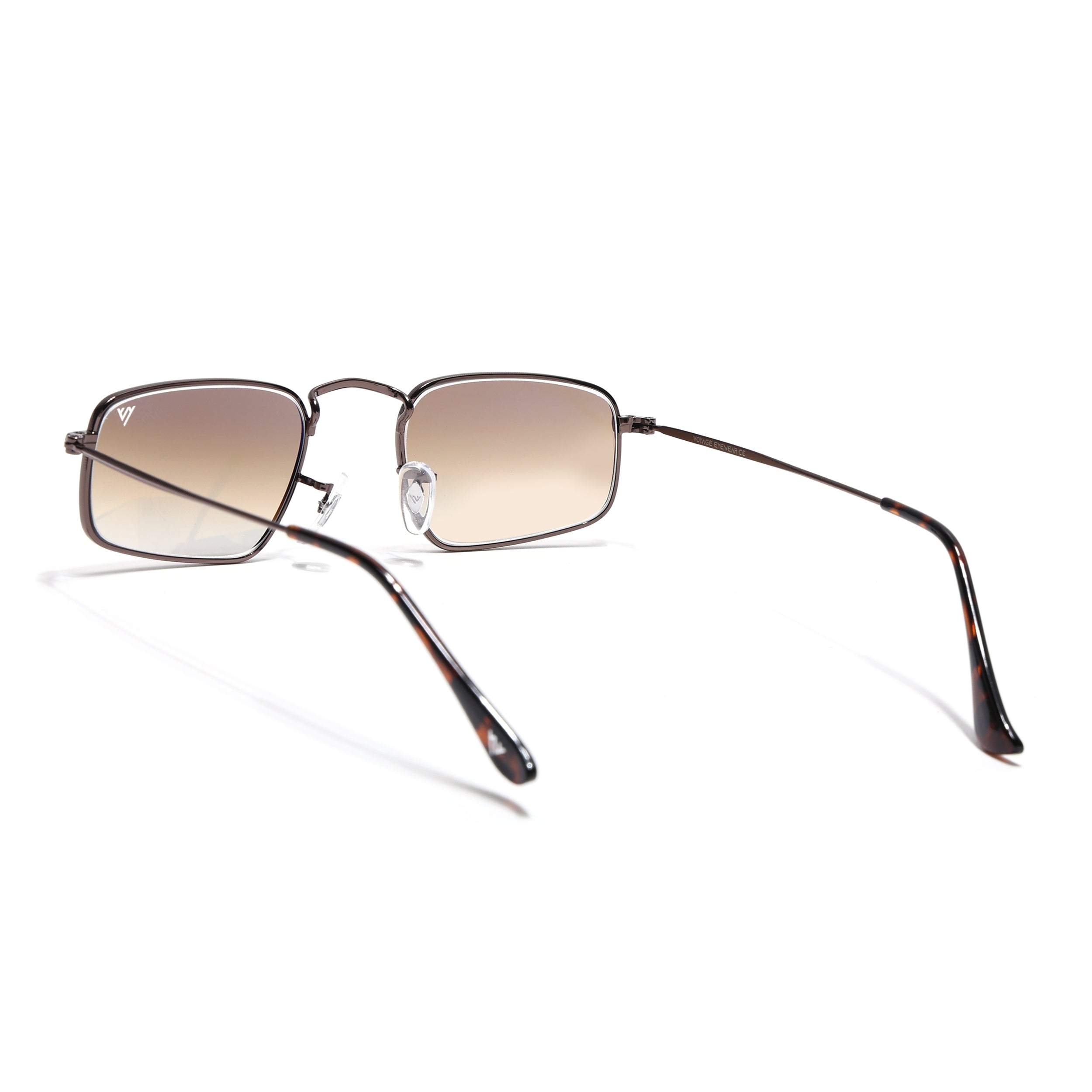 Rectangle Sunglasses for Men & Women (Brown & Clear Lens | Brown Frame - MG7558)