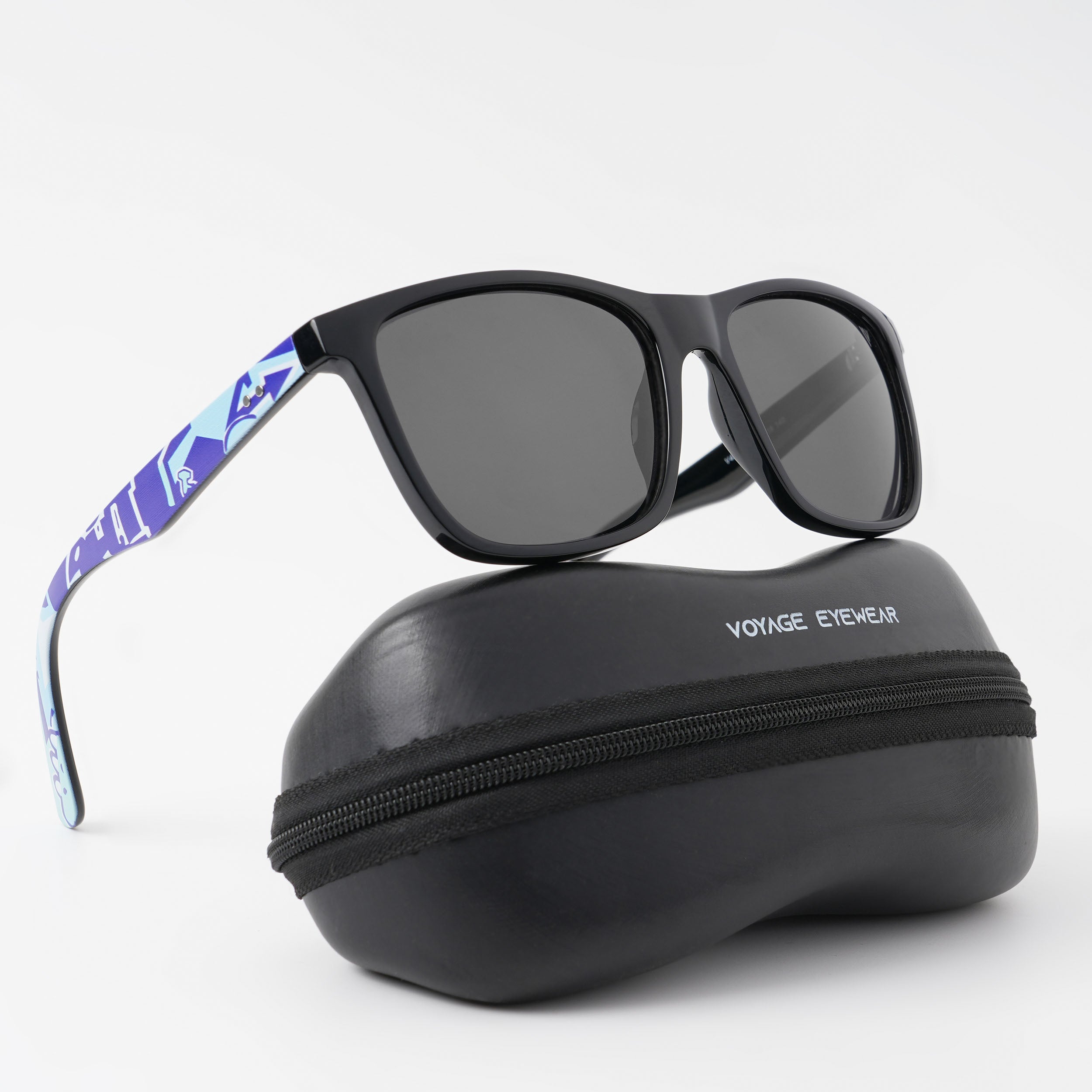 Voyage Square Polarized Sunglasses for Men & Women (Black Lens | Black Frame - PMG4814)