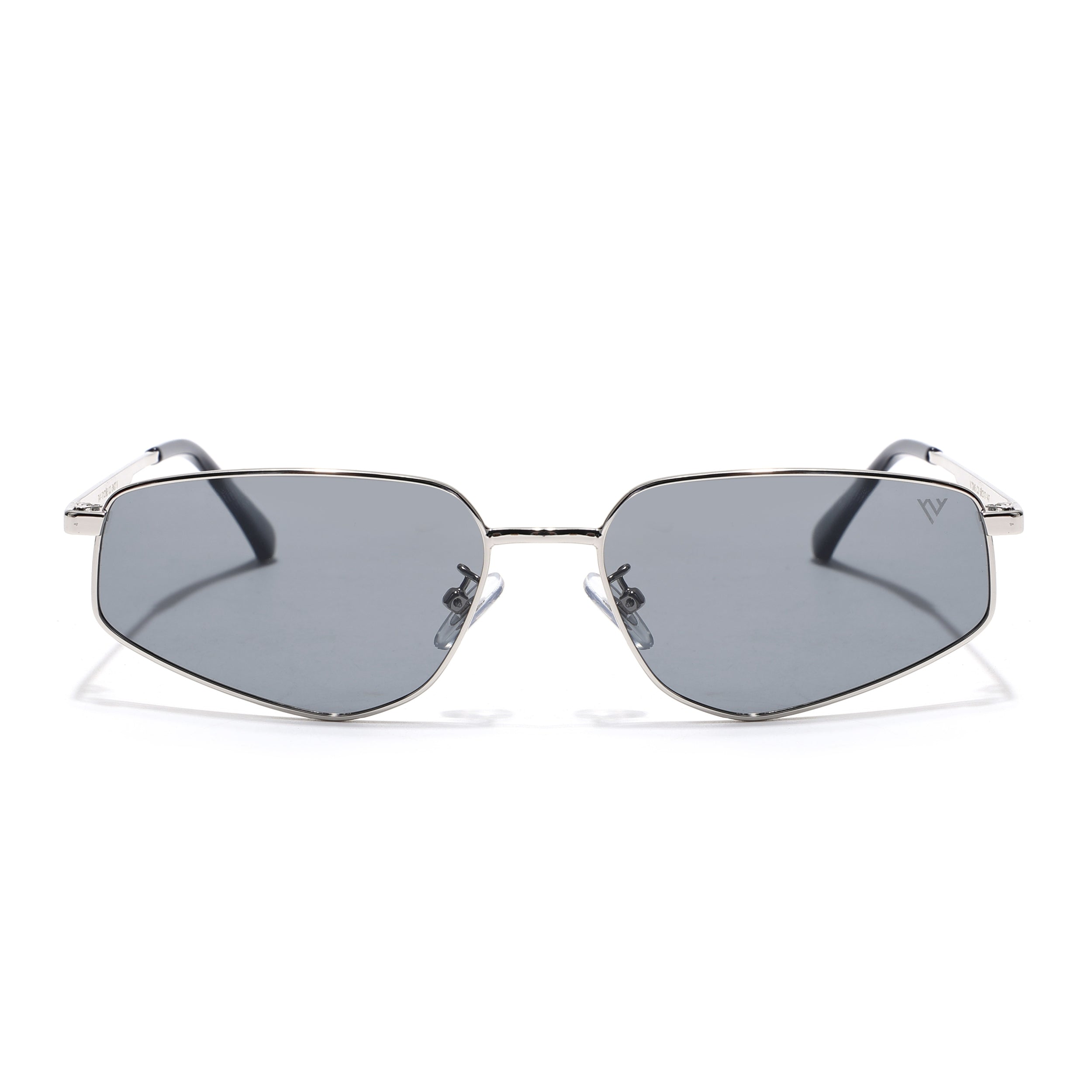 Claw | Metal Grey Rectangle Polarized Sunglasses | Silver Frame - PMG7642)