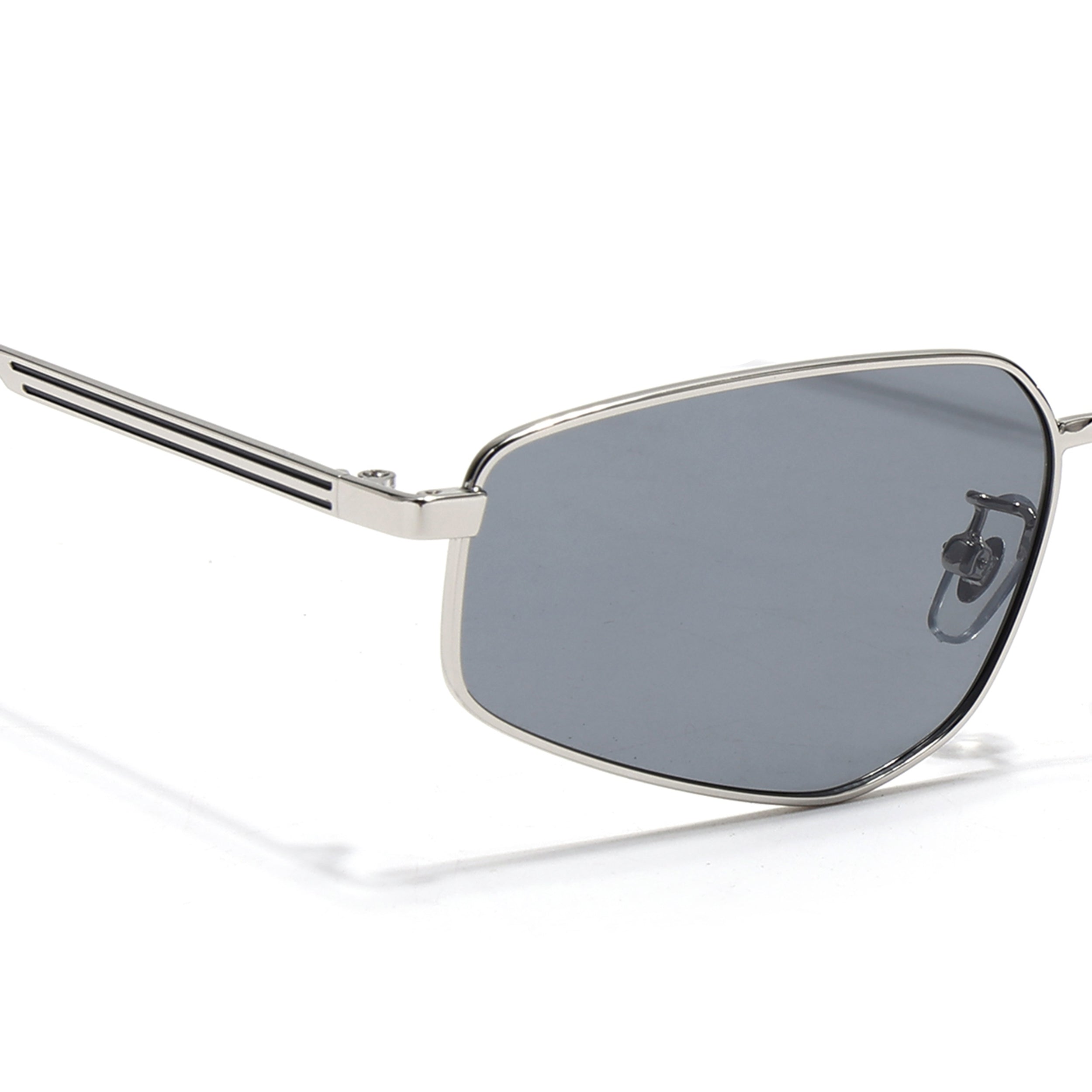 Claw | Metal Grey Rectangle Polarized Sunglasses | Silver Frame - PMG7642)