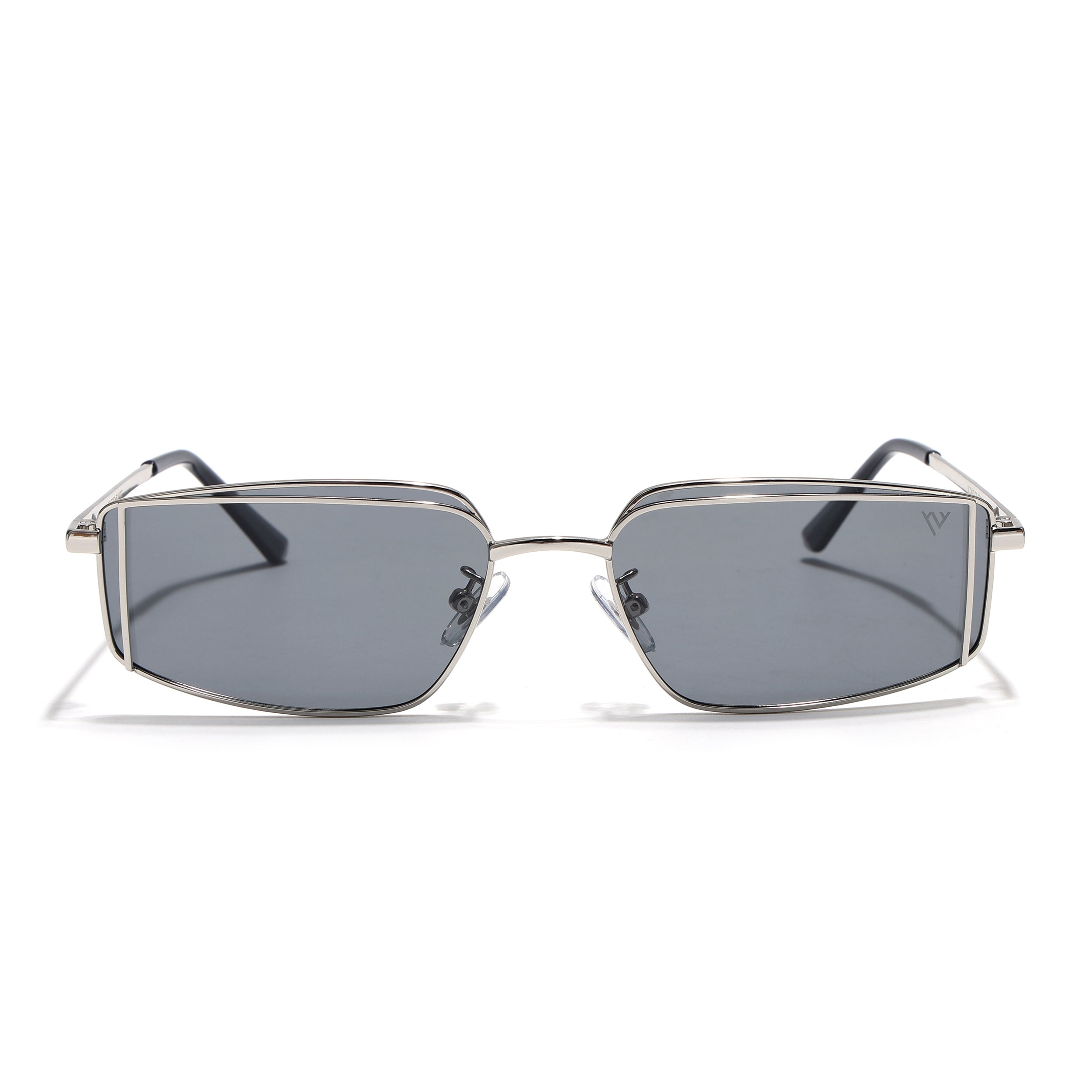 Predator | Metal Grey Rectangle Polarized Sunglasses | Silver Frame - PMG7637