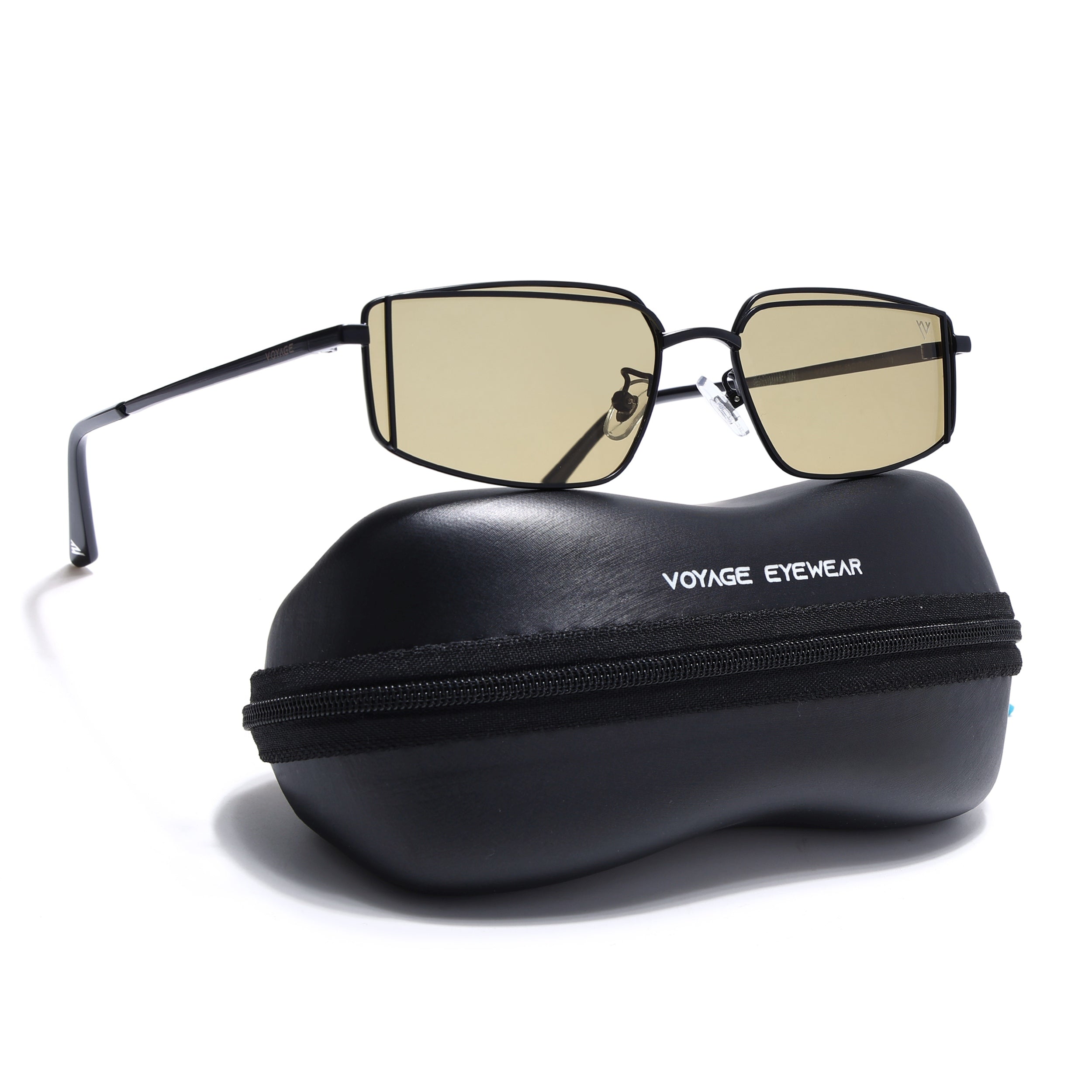 Predator | Olive Green Rectangle Polarized Sunglasses | Black Frame - PMG7639