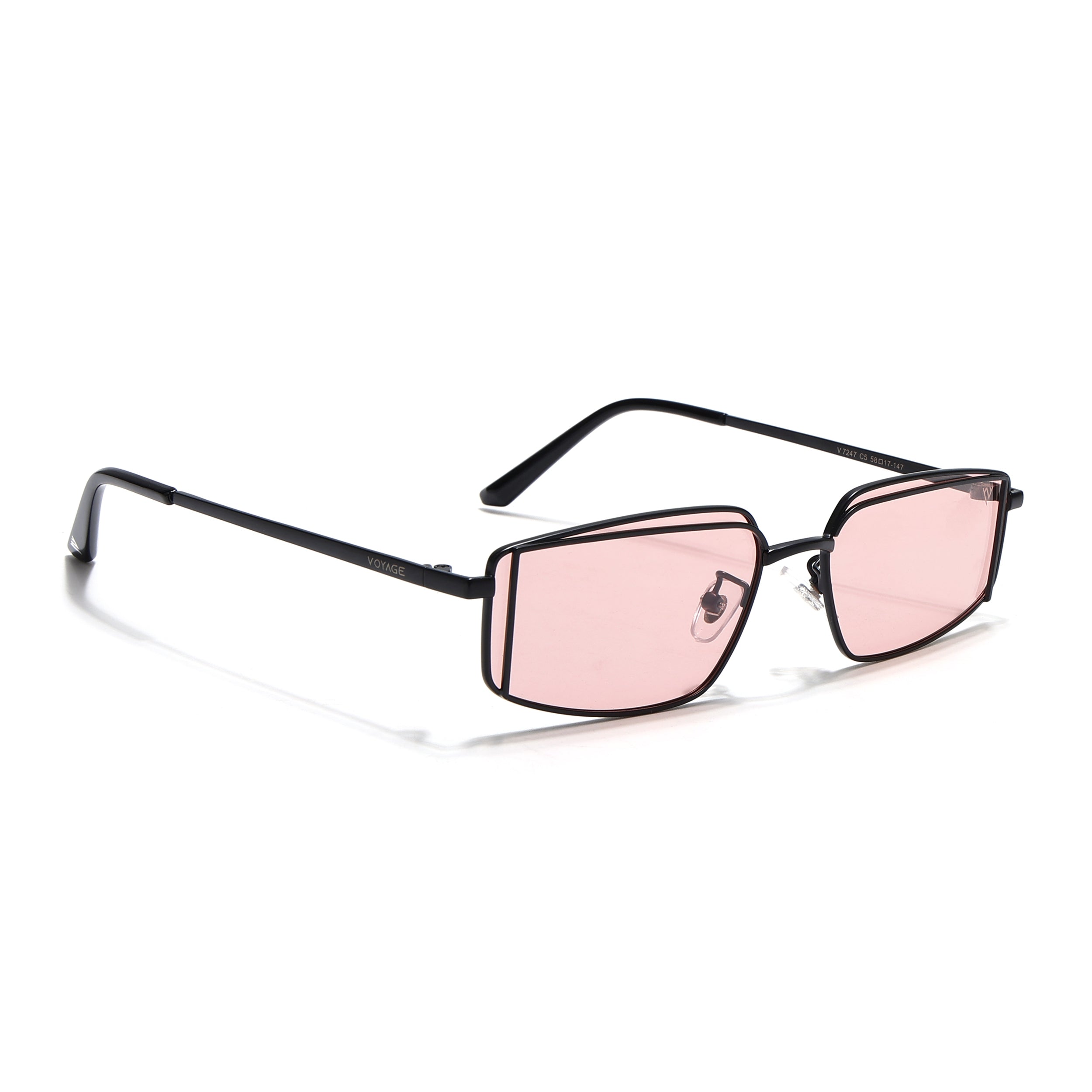 Predator | Smoke Rose Rectangle Polarized Sunglasses | Black Frame - PMG7640