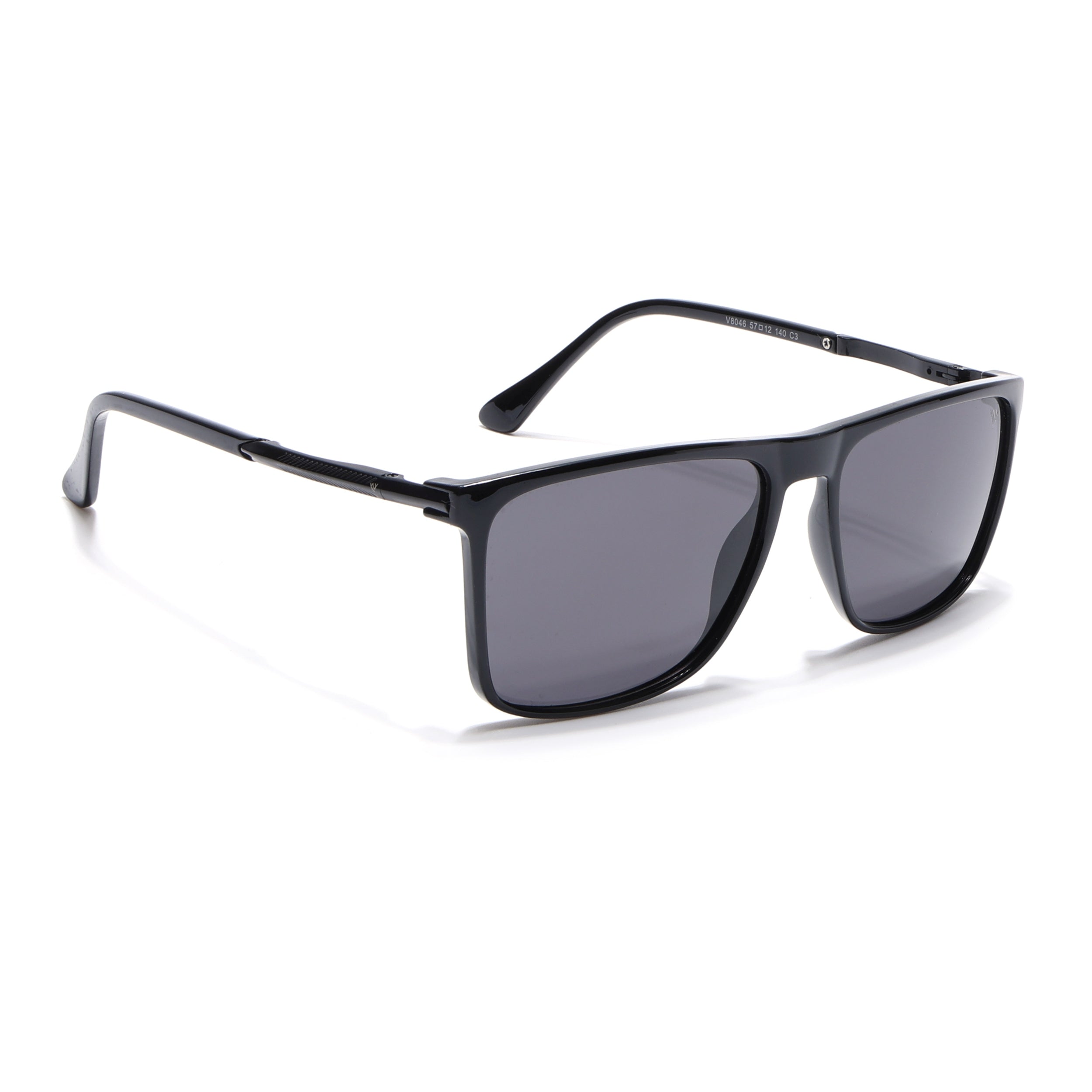 Wayfarer Polarized Sunglasses (Black Lens | Shine Black Frame - PMG5044)