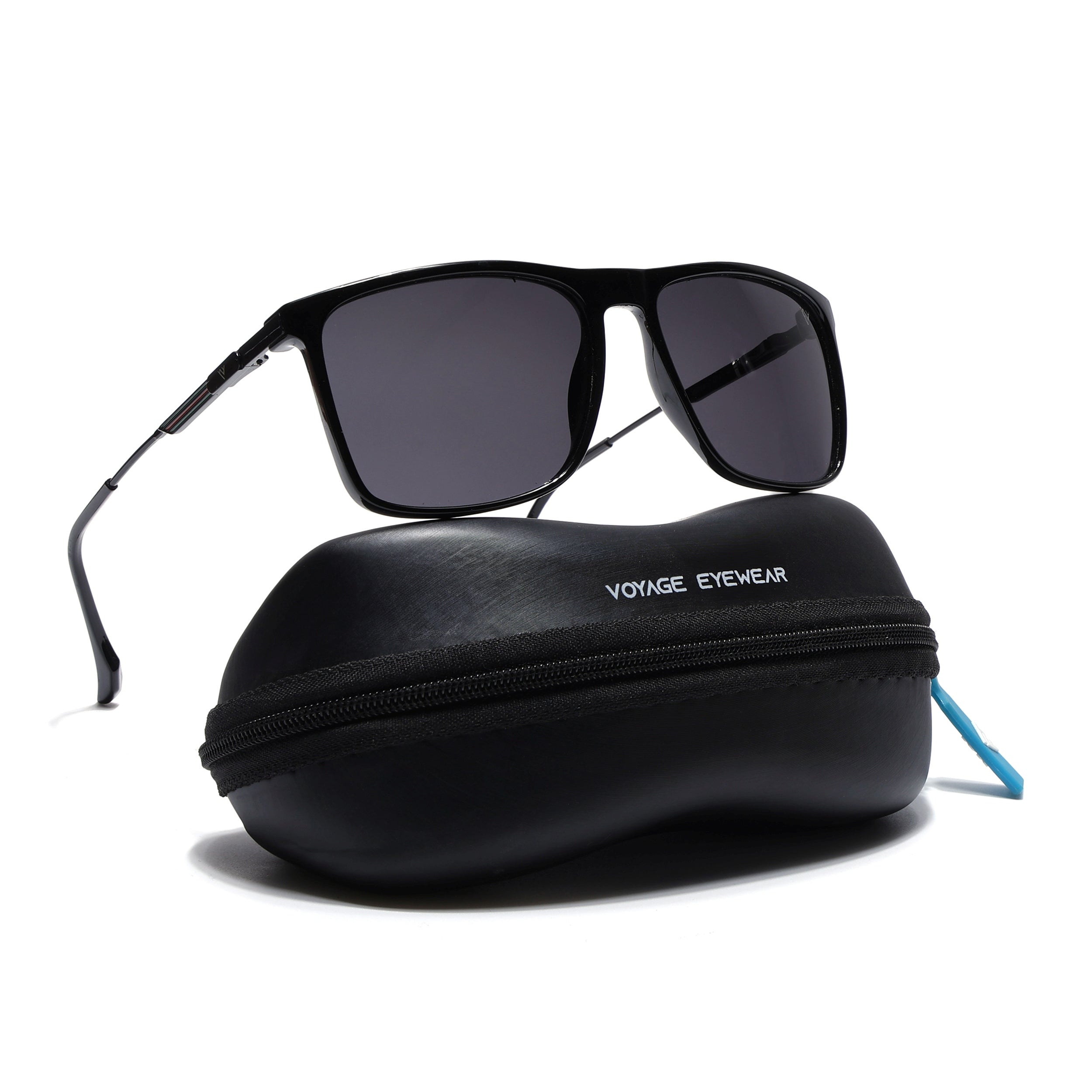 Wayfarer Polarized Sunglasses (Black Lens | Shine Black Frame - PMG5048)