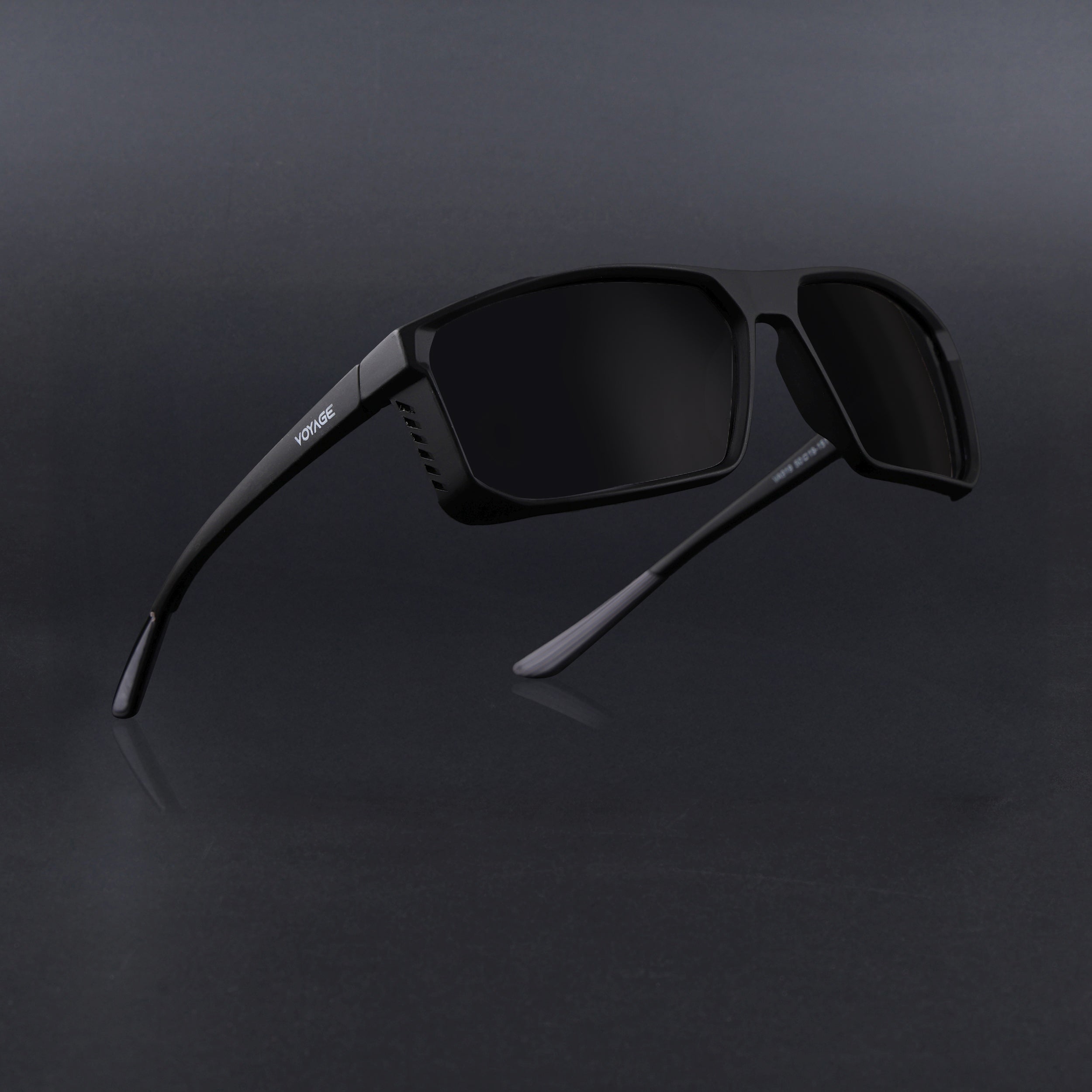 Rectangle Polarized Sunglasses | Black Lens | Black Frame - PMG6797