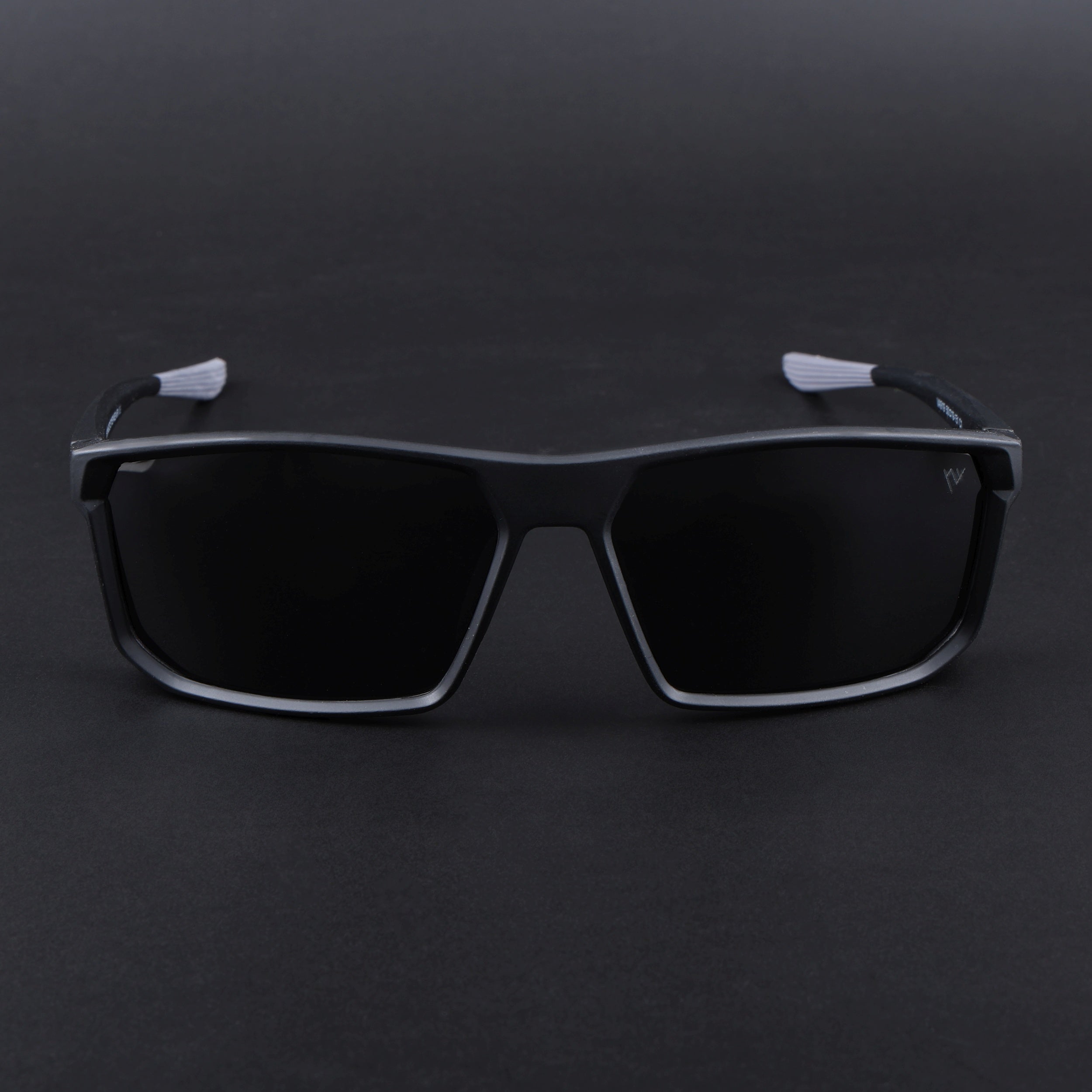 Rectangle Polarized Sunglasses | Black Lens | Black Frame - PMG6797