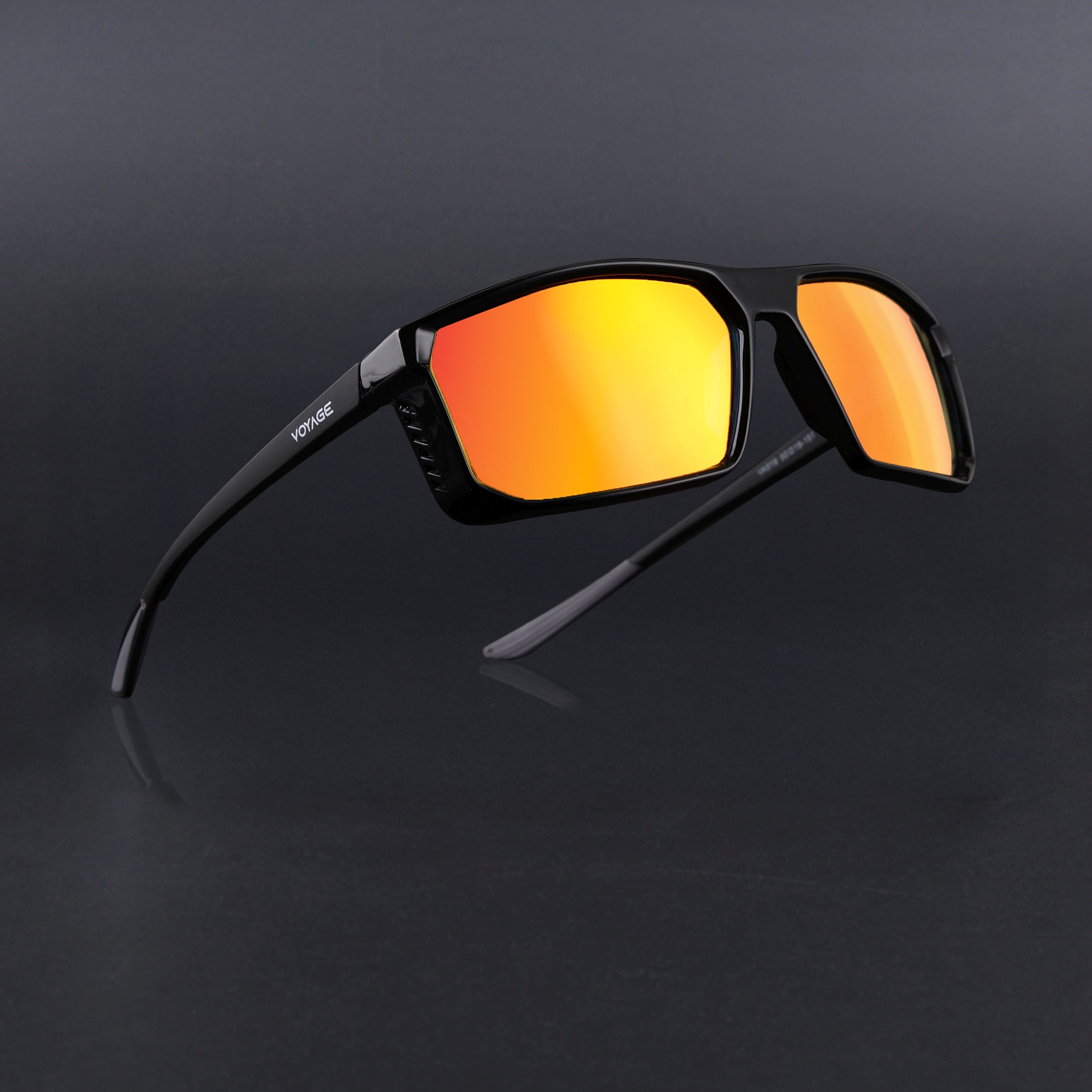Rectangle Polarized Sunglasses | Orange Lens | Shine Black Frame - PMG6798