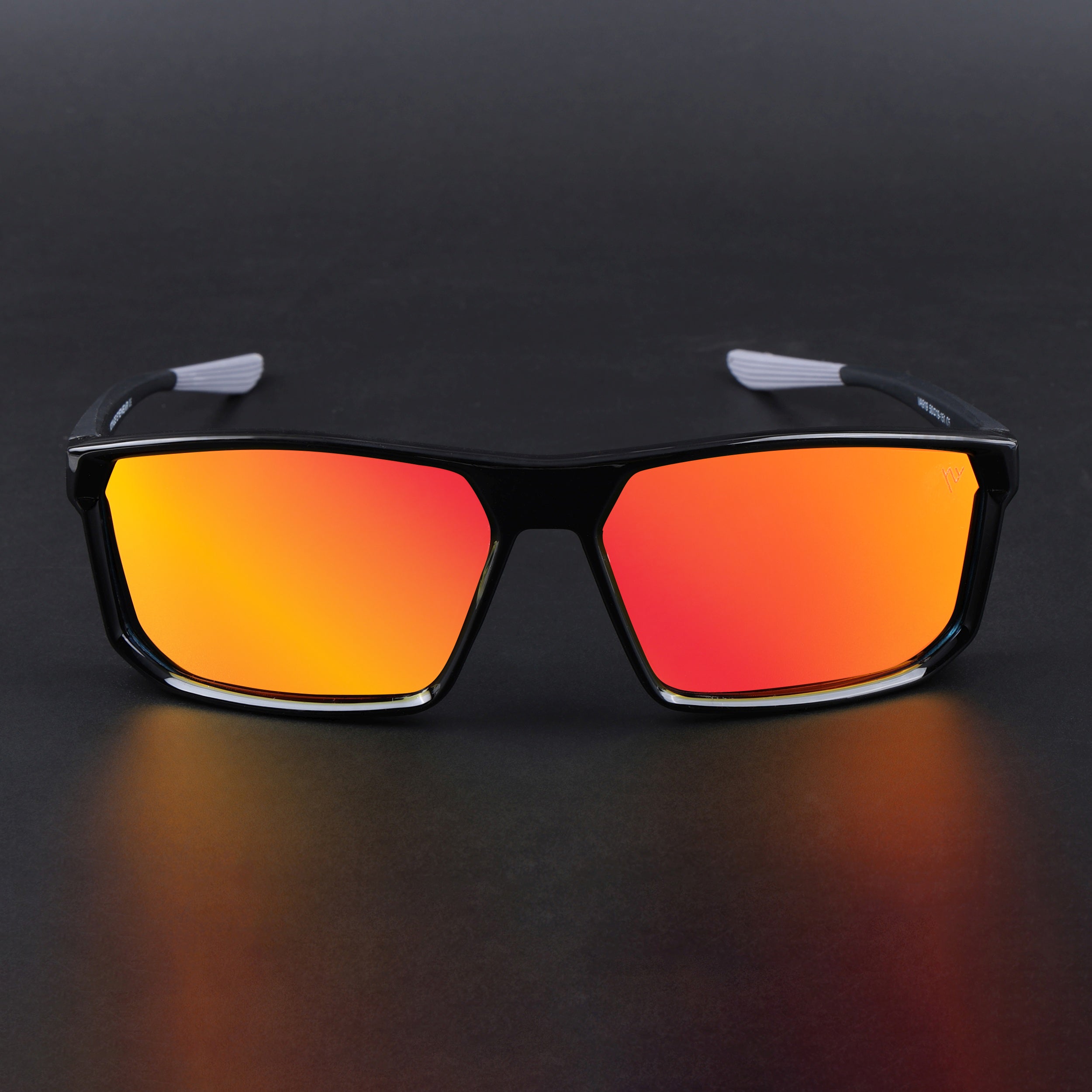 Rectangle Polarized Sunglasses | Orange Lens | Shine Black Frame - PMG6798