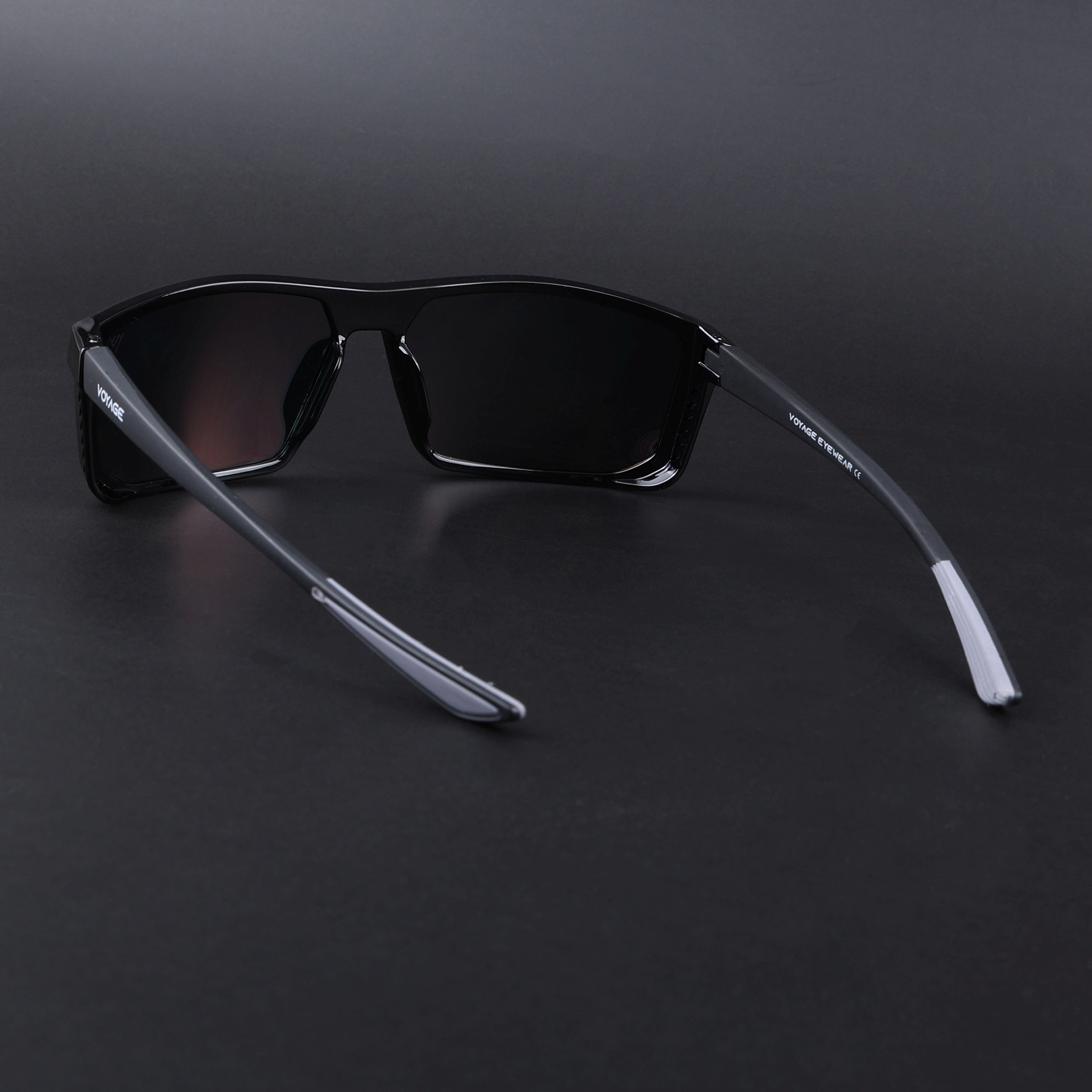 Rectangle Polarized Sunglasses | Orange Lens | Shine Black Frame - PMG6798