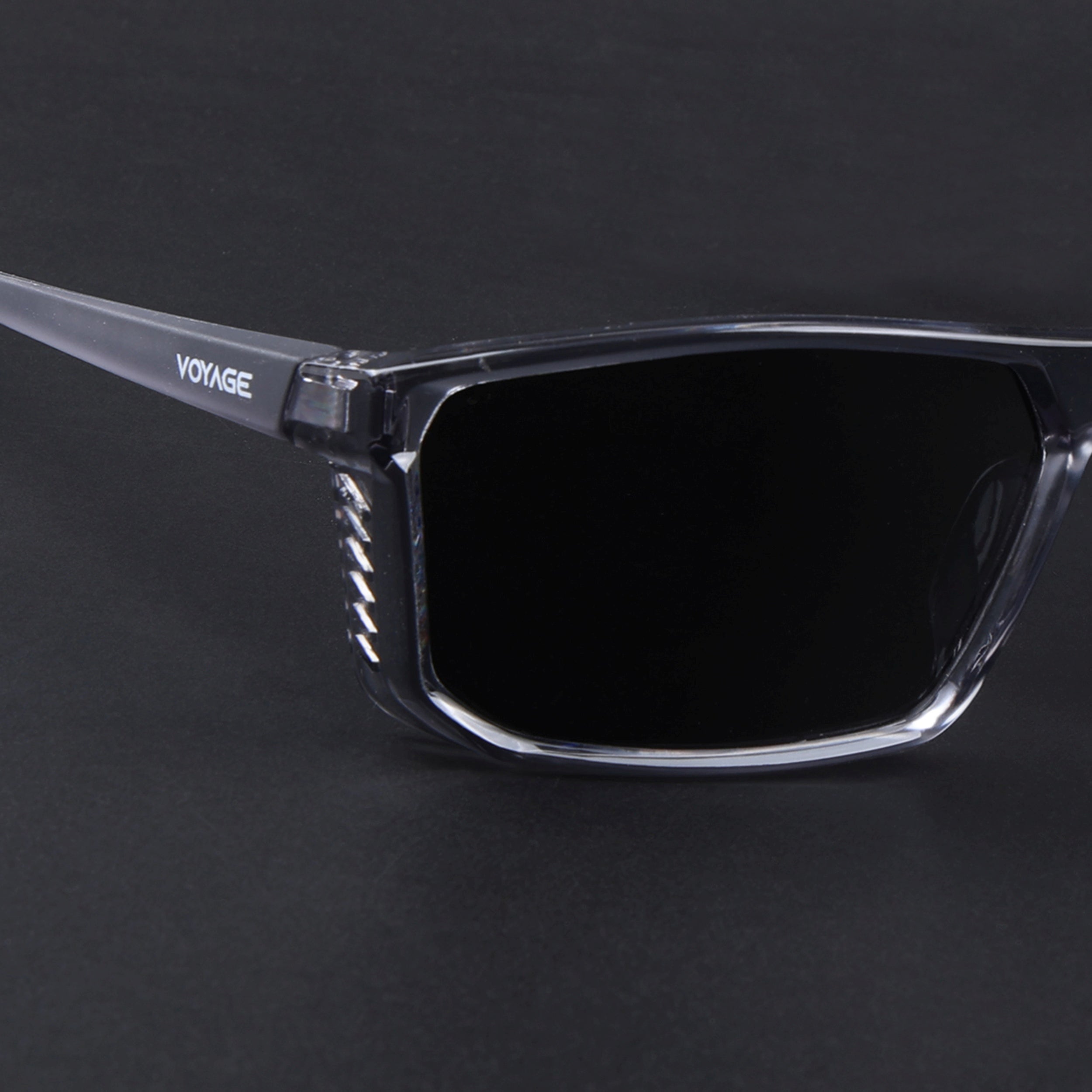 Rectangle Polarized Sunglasses | Black Lens | Grey Frame - PMG6799