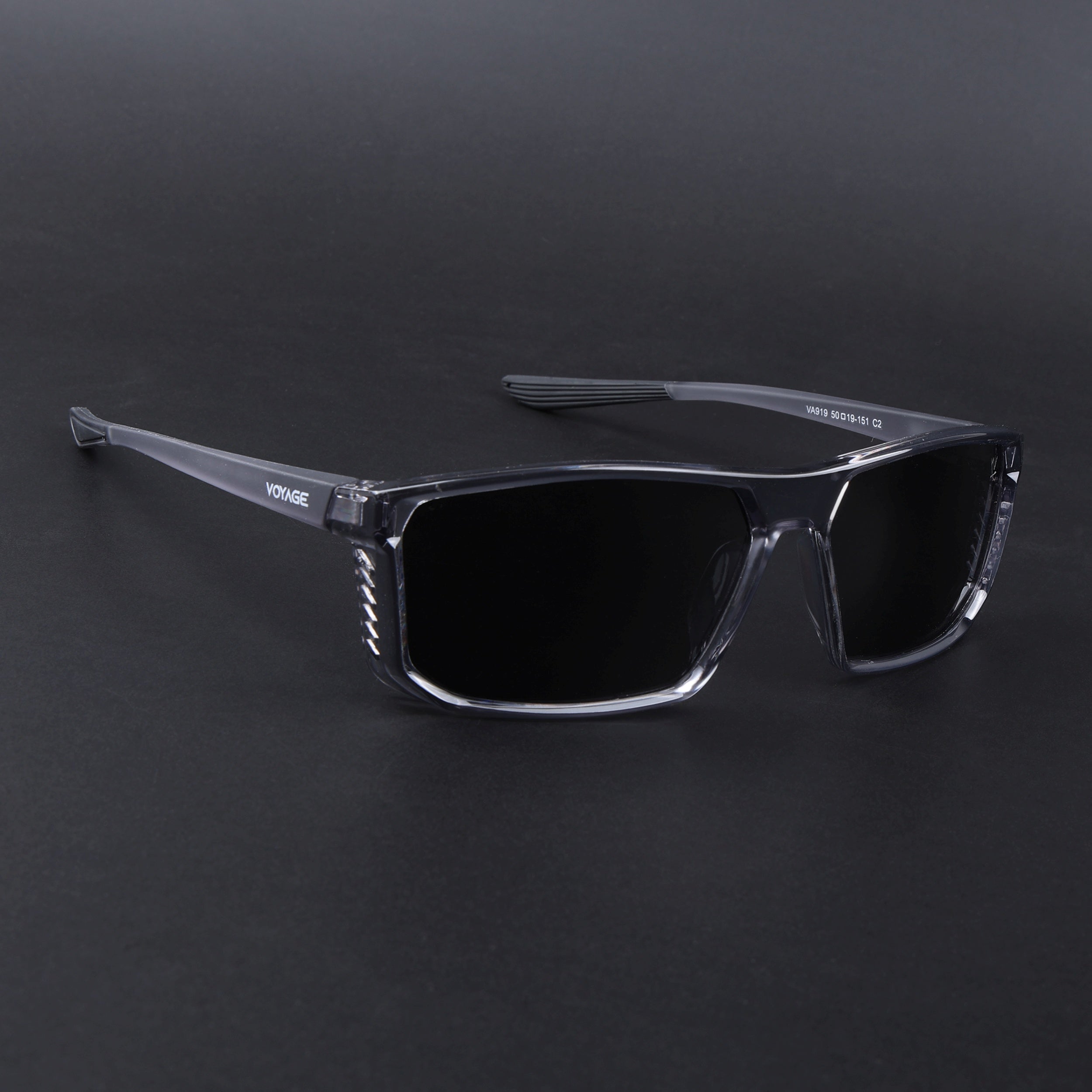 Rectangle Polarized Sunglasses | Black Lens | Grey Frame - PMG6799
