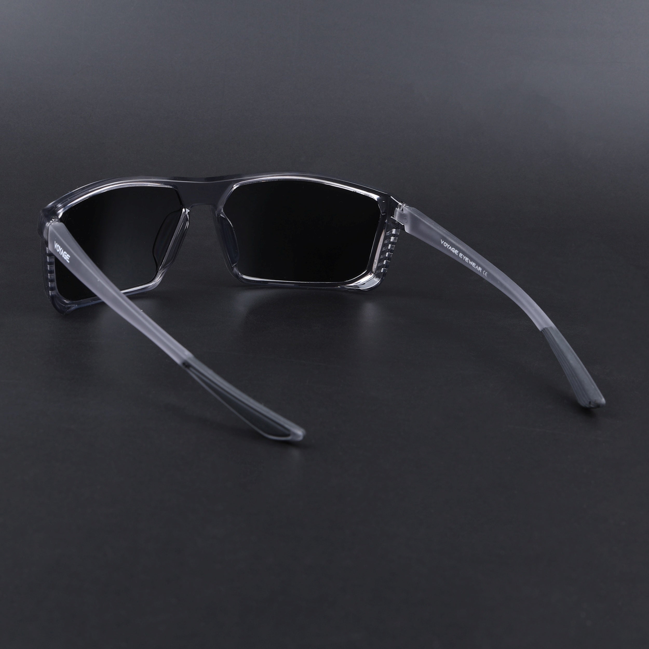 Rectangle Polarized Sunglasses | Black Lens | Grey Frame - PMG6799