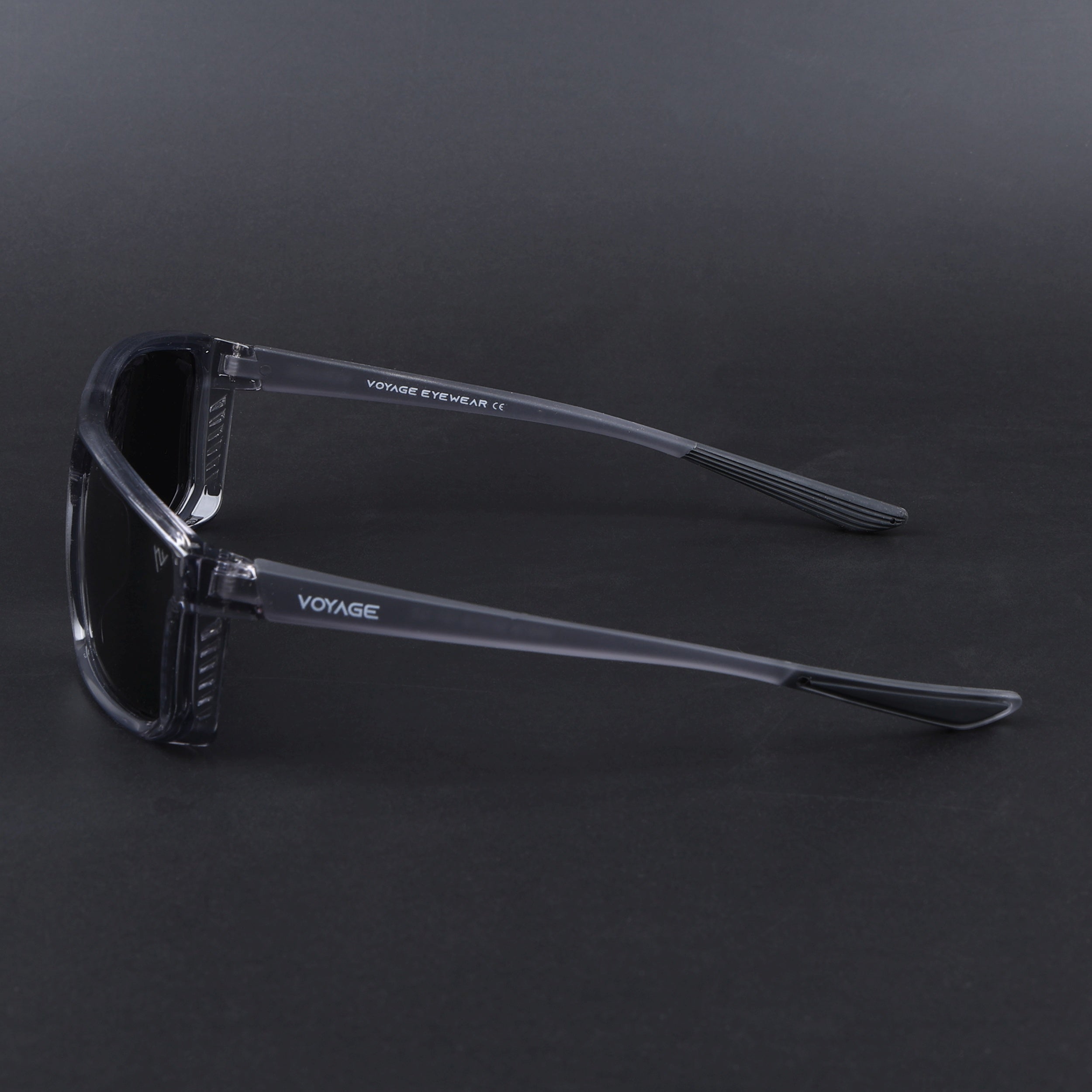 Rectangle Polarized Sunglasses | Black Lens | Grey Frame - PMG6799