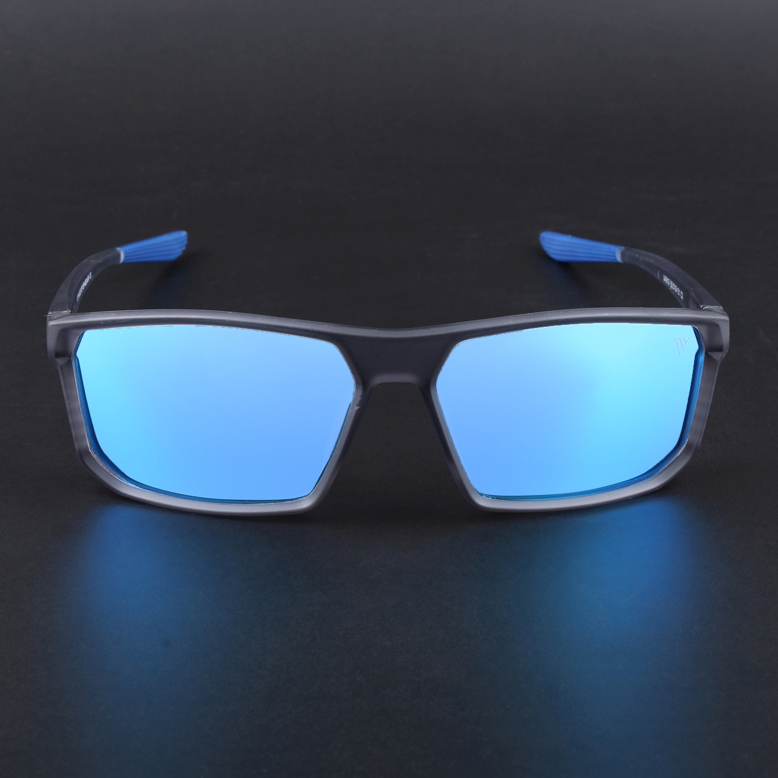 Rectangle Polarized Sunglasses | Blue Lens | Matt Grey Frame - PMG6800