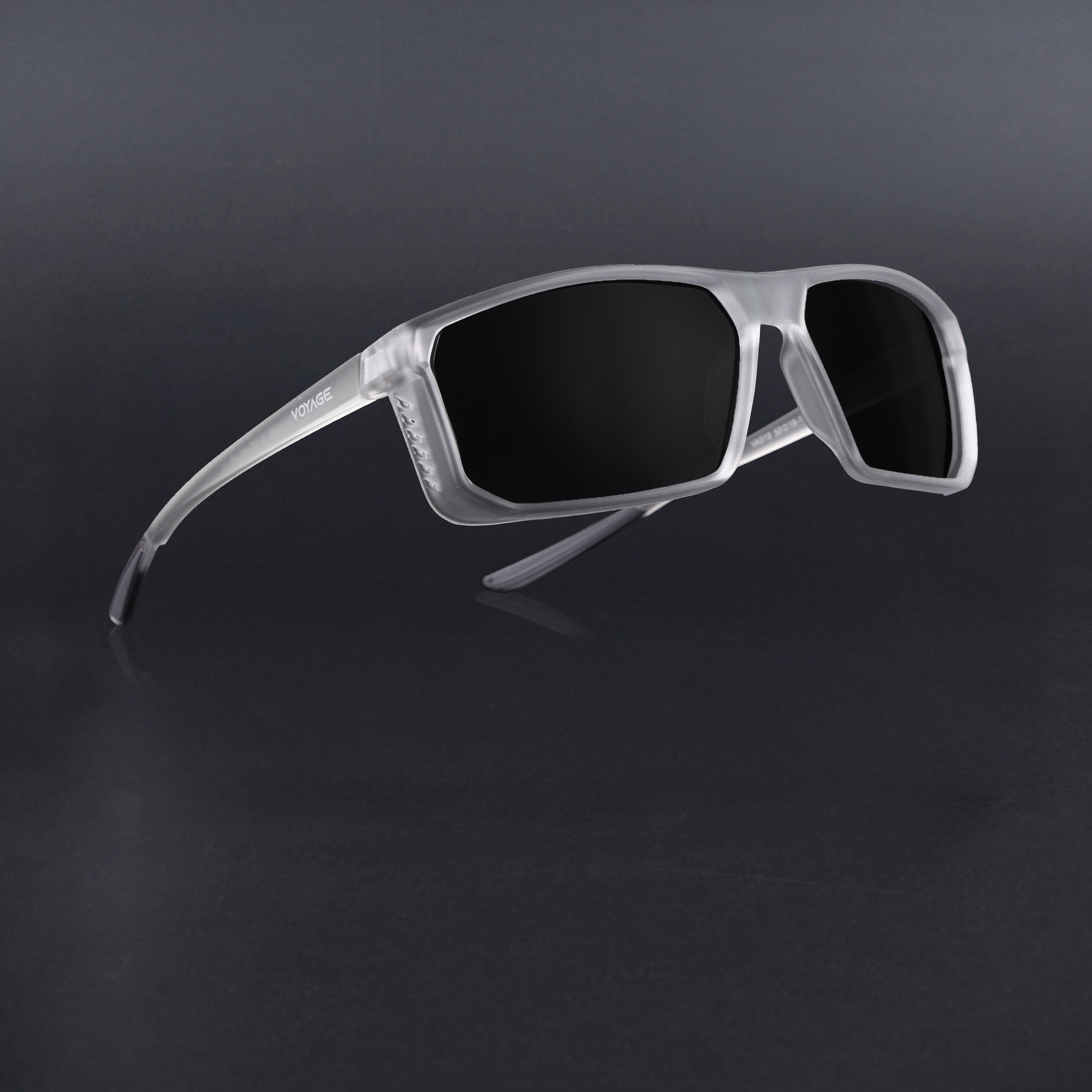 Rectangle Polarized Sunglasses | Black Lens | Transparent Frame - PMG6801
