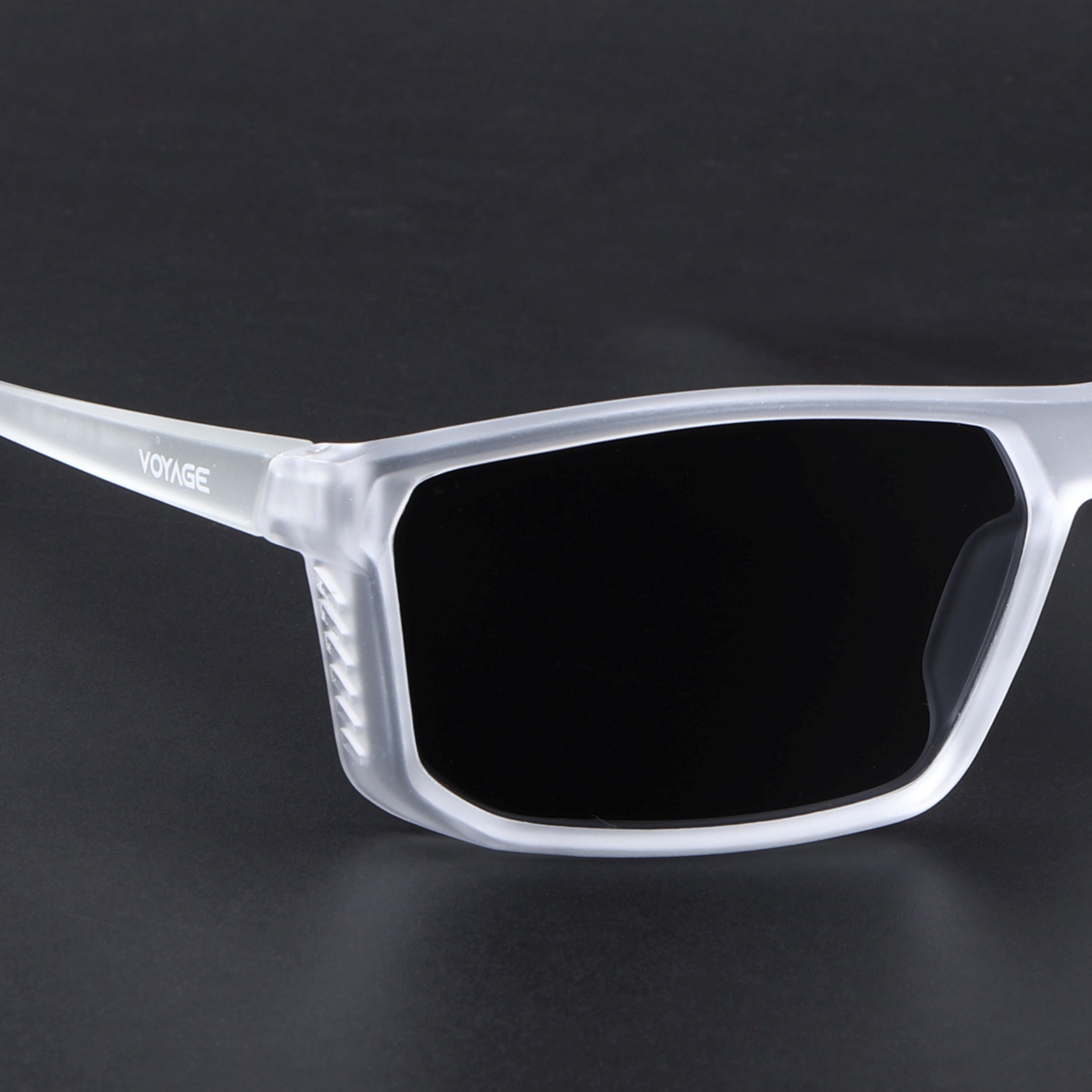 Rectangle Polarized Sunglasses | Black Lens | Transparent Frame - PMG6801