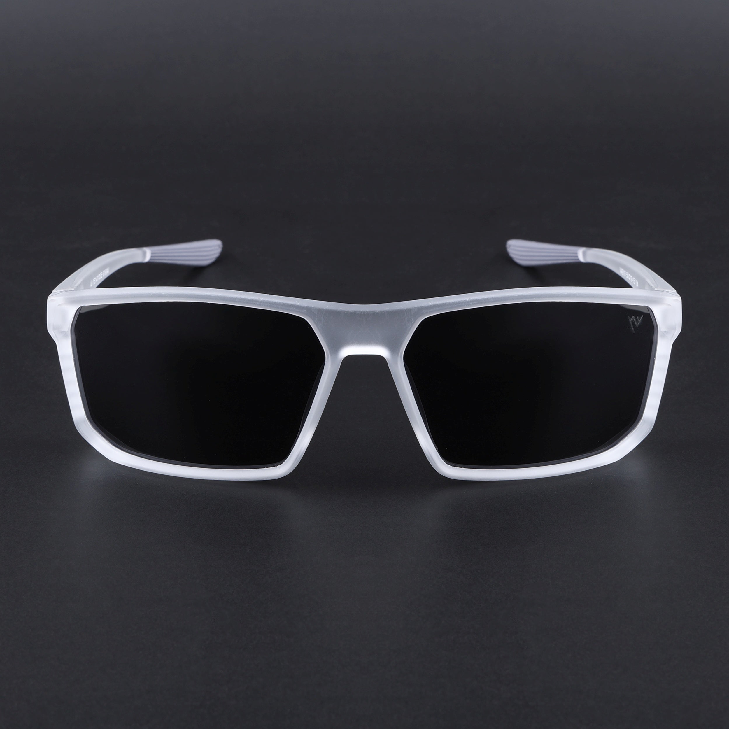 Rectangle Polarized Sunglasses | Black Lens | Transparent Frame - PMG6801