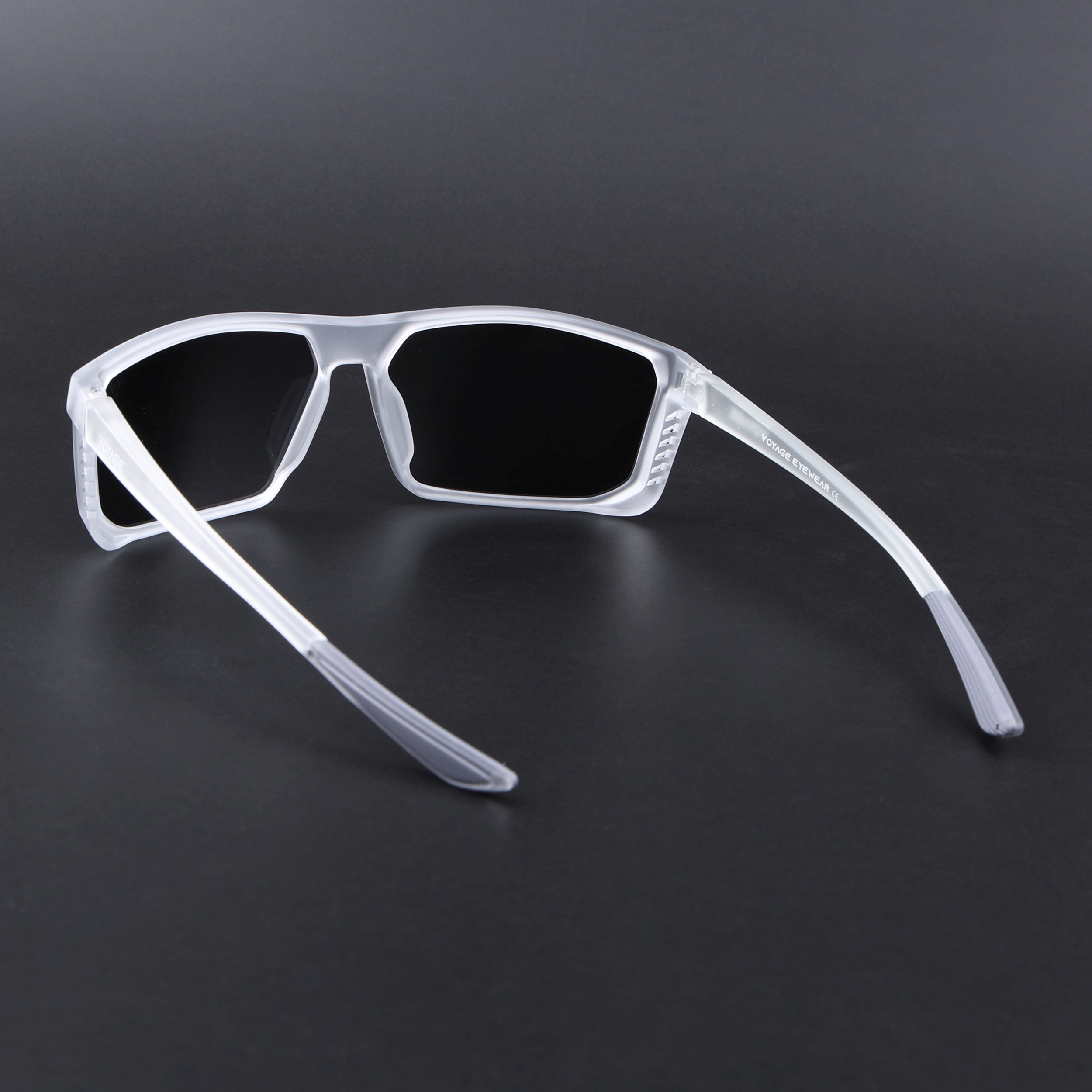 Rectangle Polarized Sunglasses | Black Lens | Transparent Frame - PMG6801