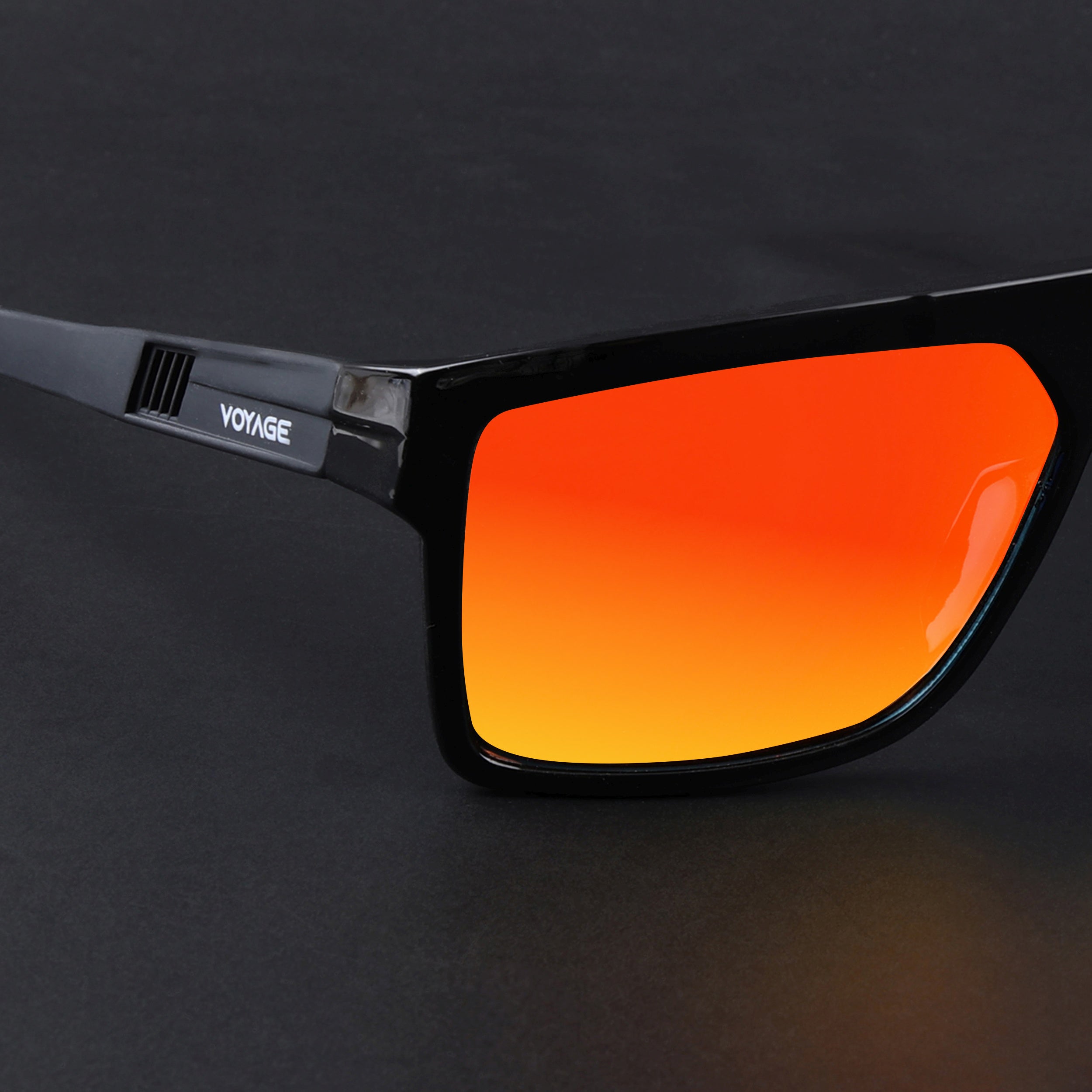 Wayfarer Polarized Sunglasses | Orange Lens | Shine Black Frame - PMG6803