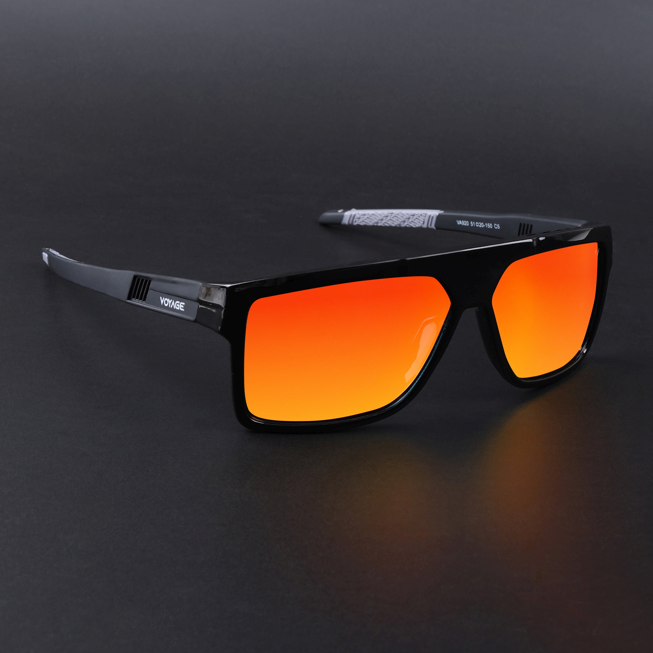 Wayfarer Polarized Sunglasses | Orange Lens | Shine Black Frame - PMG6803
