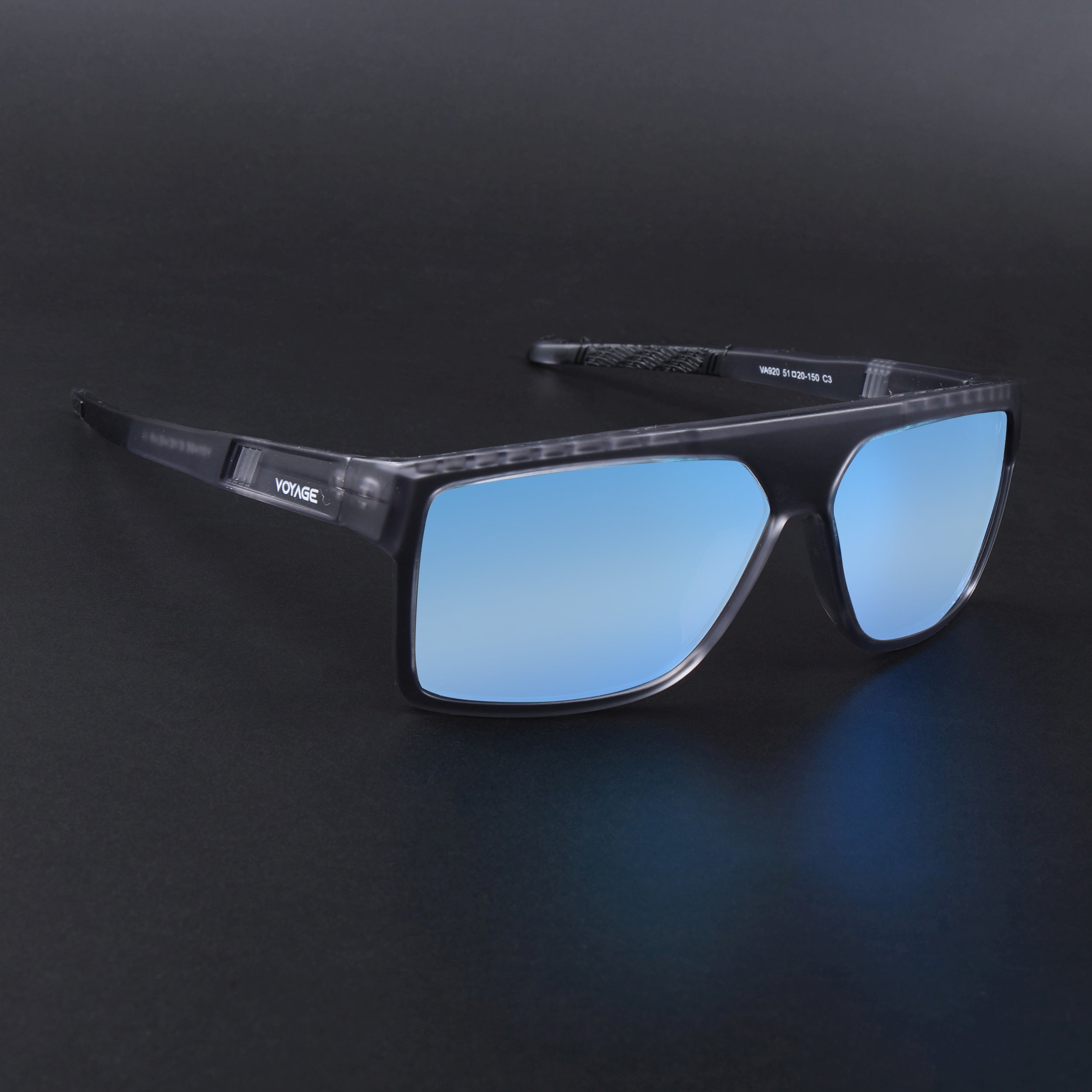 Wayfarer Polarized Sunglasses | Blue Lens | Matt Grey Frame - PMG6805