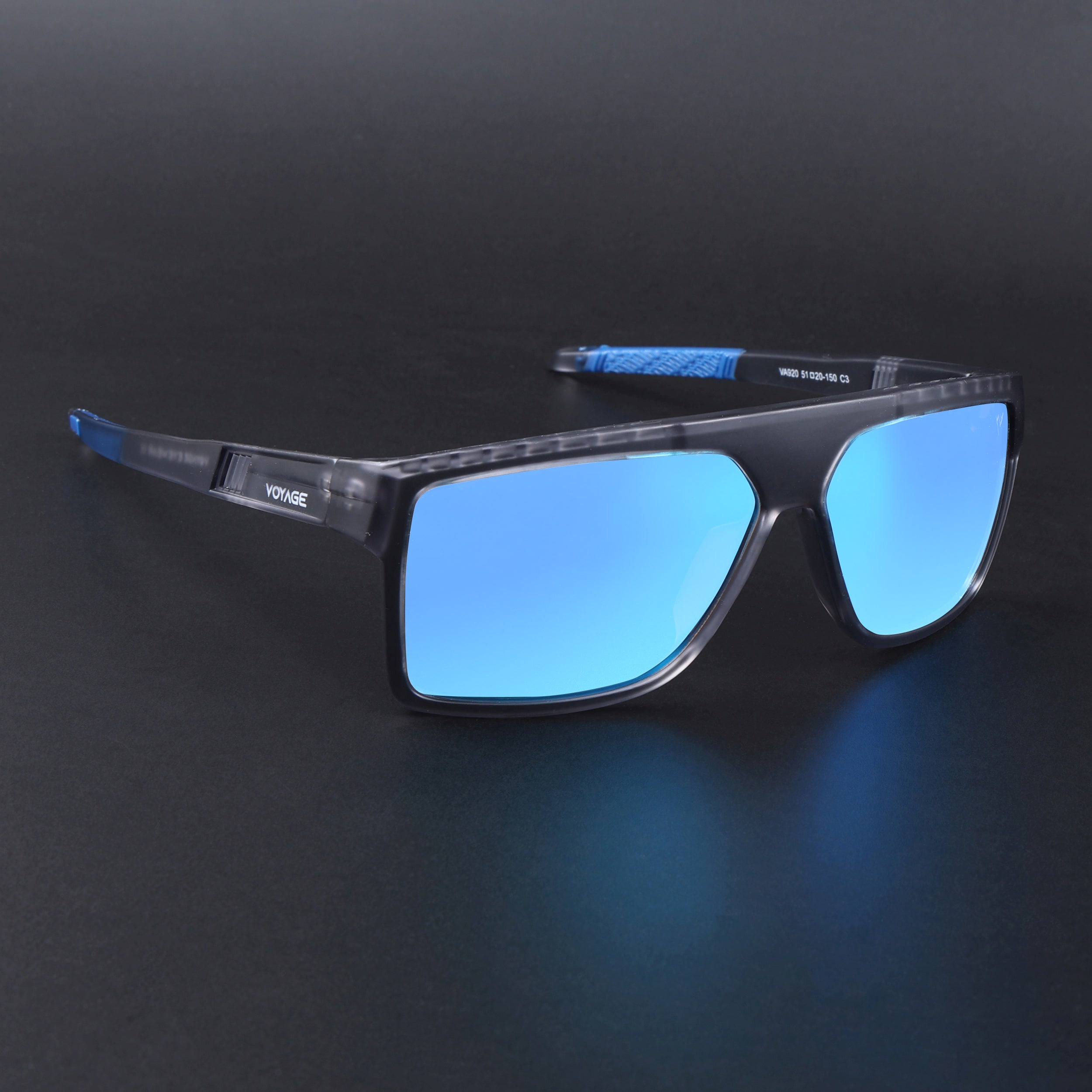 Wayfarer Polarized Sunglasses | Blue Lens | Matt Grey Frame - PMG6806