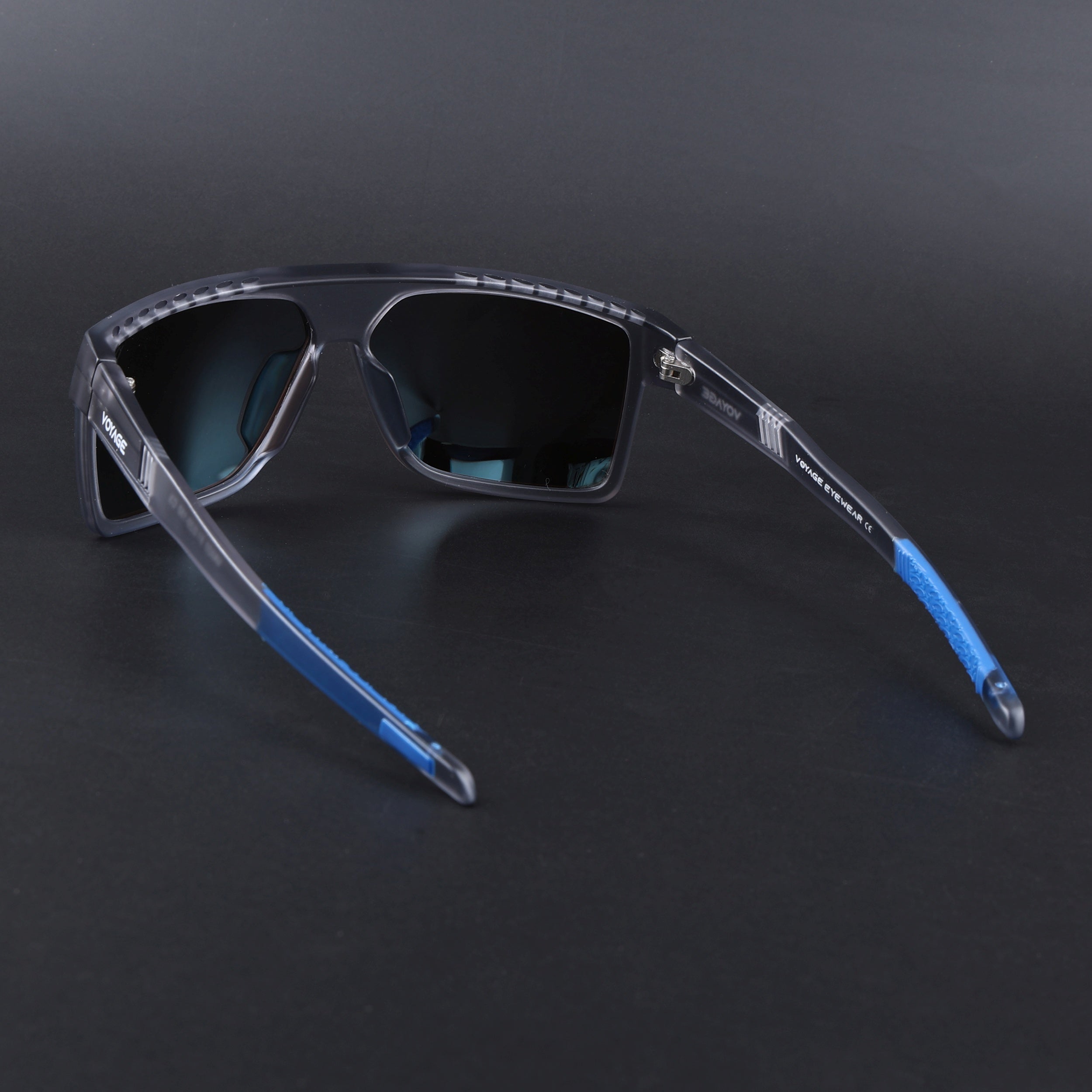 Wayfarer Polarized Sunglasses | Blue Lens | Matt Grey Frame - PMG6806