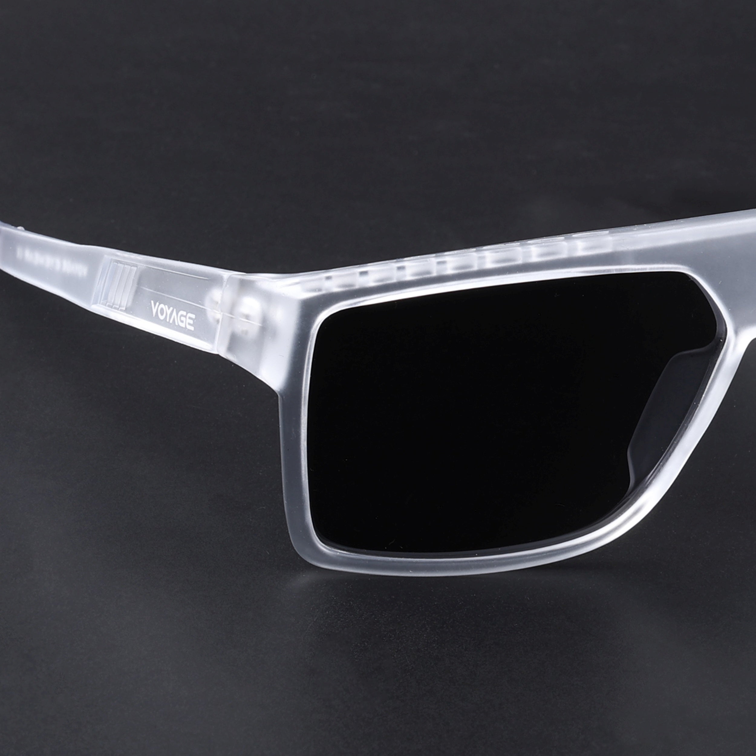 Wayfarer Polarized Sunglasses | Black Lens | Transparent Frame - PMG6807