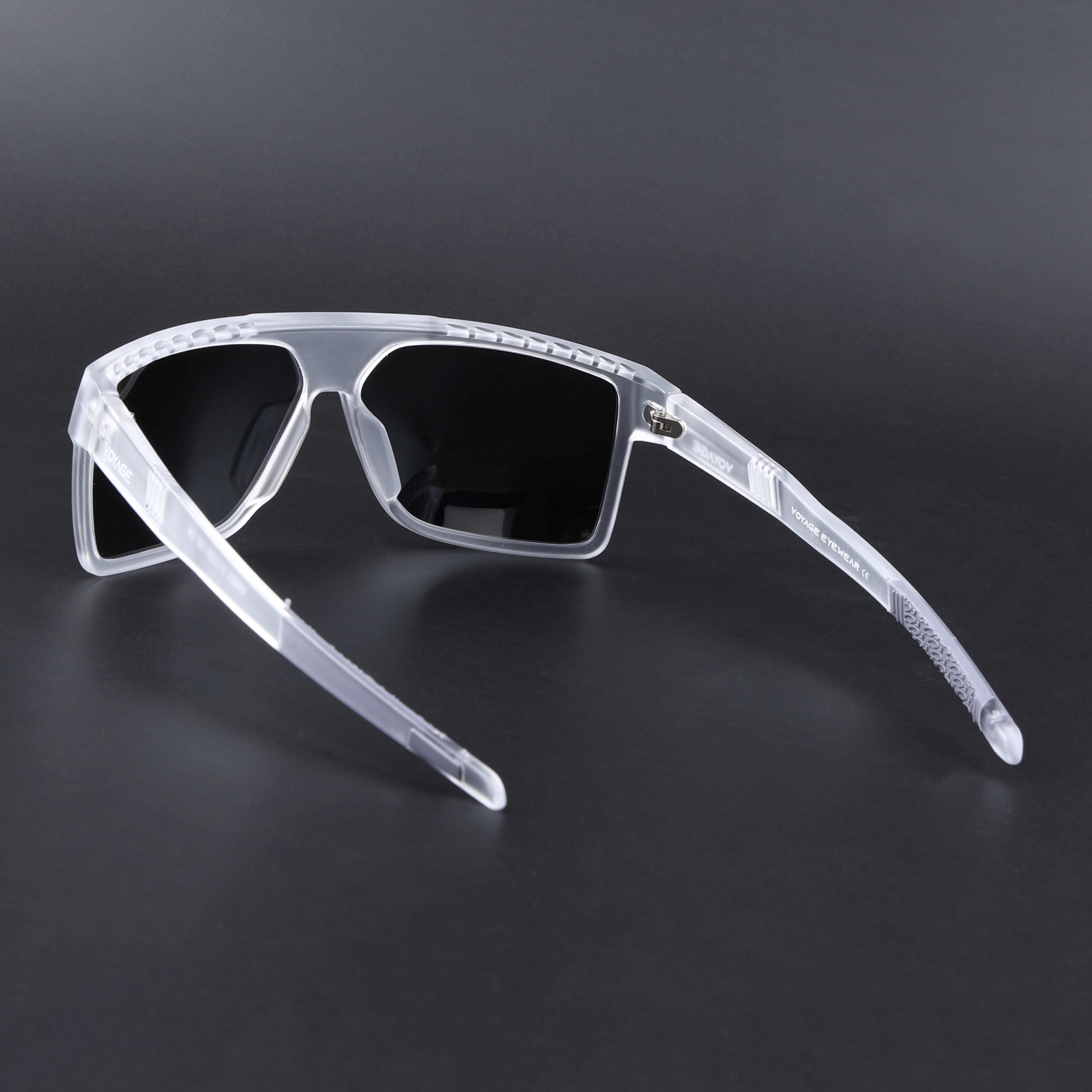 Wayfarer Polarized Sunglasses | Black Lens | Transparent Frame - PMG6807