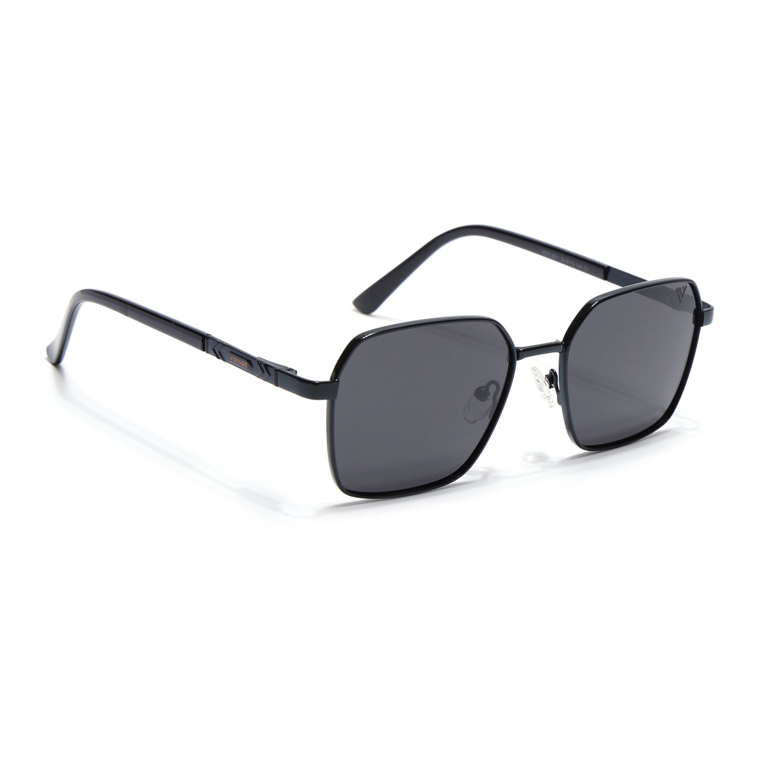 Square Polarized Sunglasses for Men & Women (Black Lens | Black Frame - VOYLB01-C1)