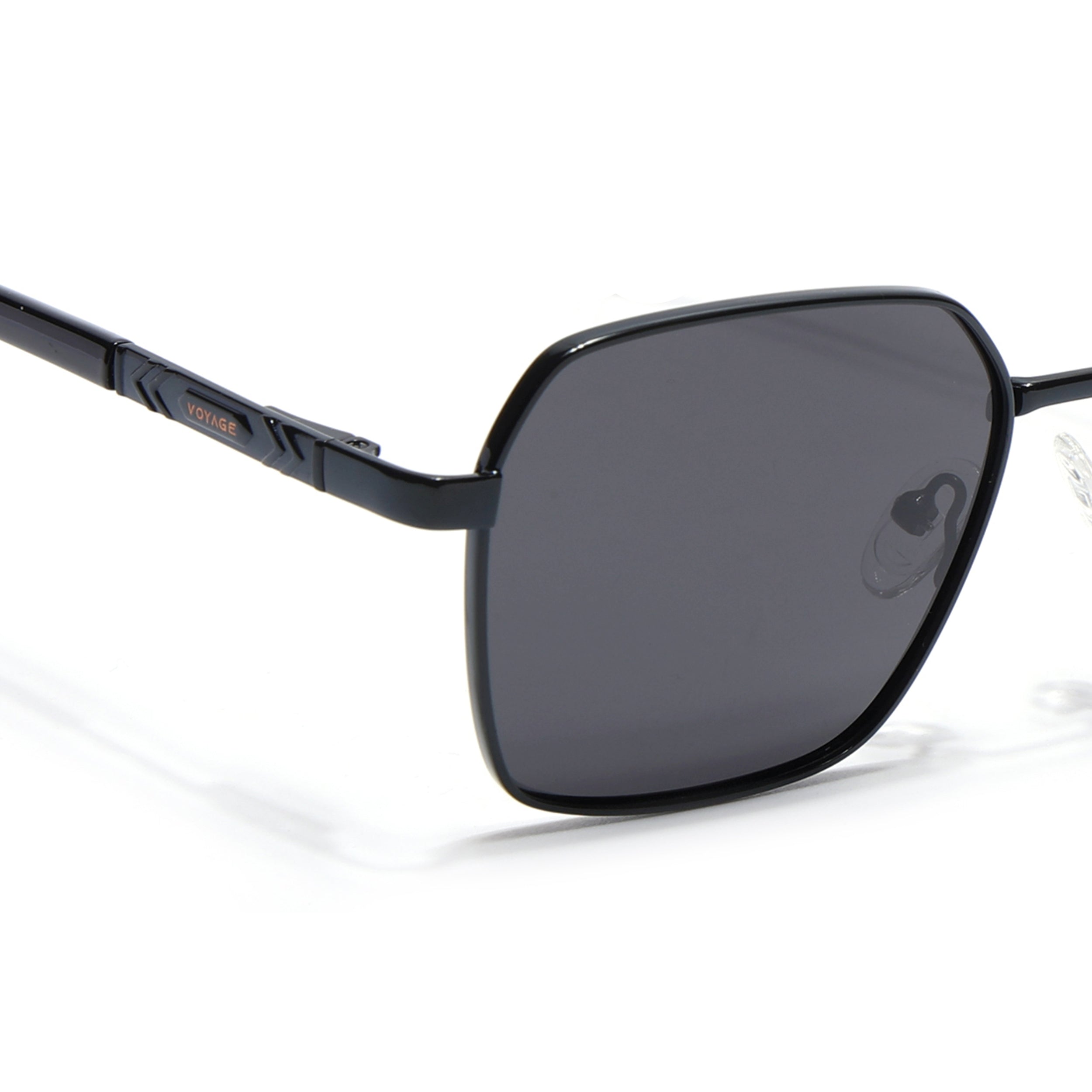 Square Polarized Sunglasses for Men & Women (Black Lens | Black Frame - VOYLB01-C1)