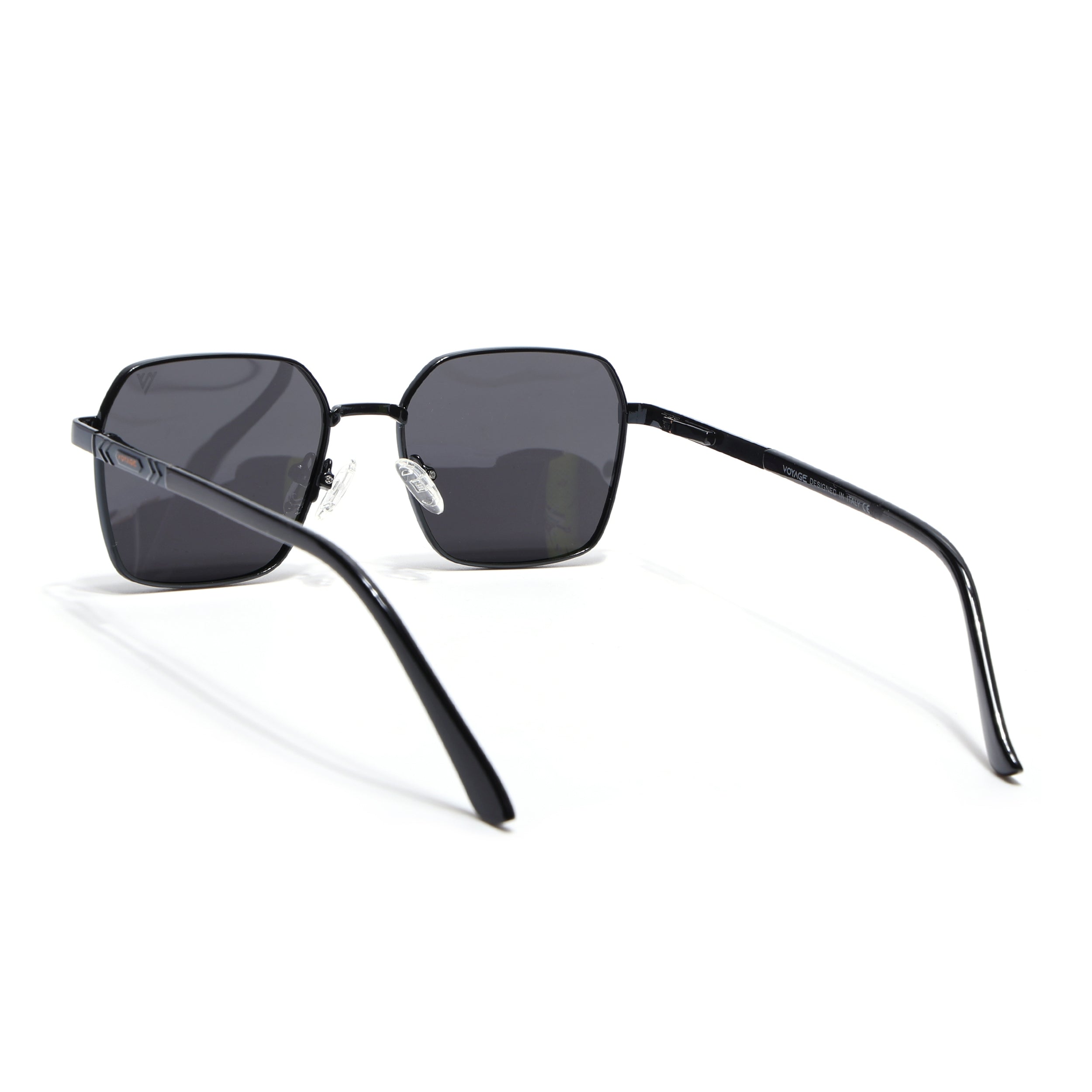 Square Polarized Sunglasses for Men & Women (Black Lens | Black Frame - VOYLB01-C1)