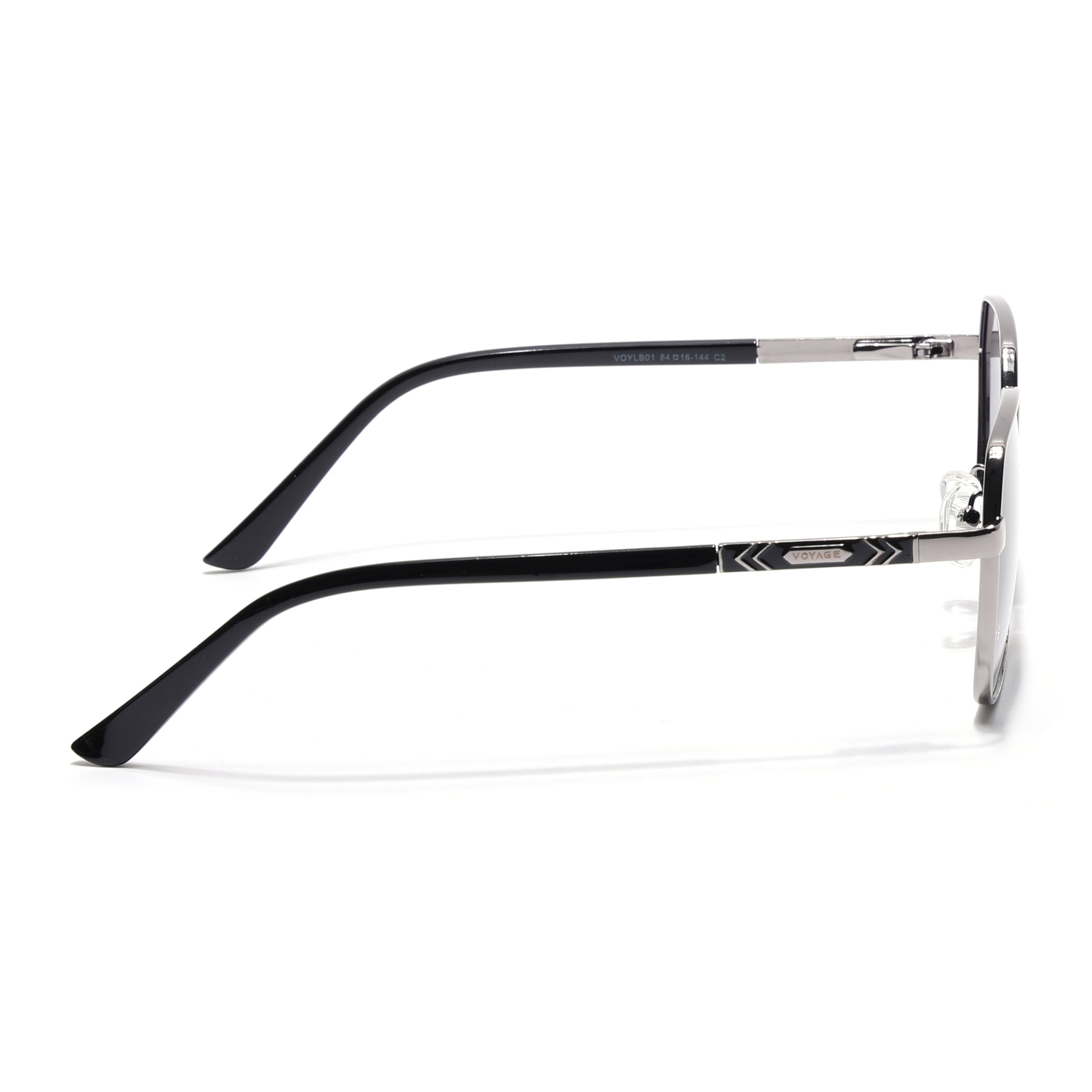 Square Polarized Sunglasses for Men & Women (Grey Lens | Silver Frame - VOYLB01-C2)