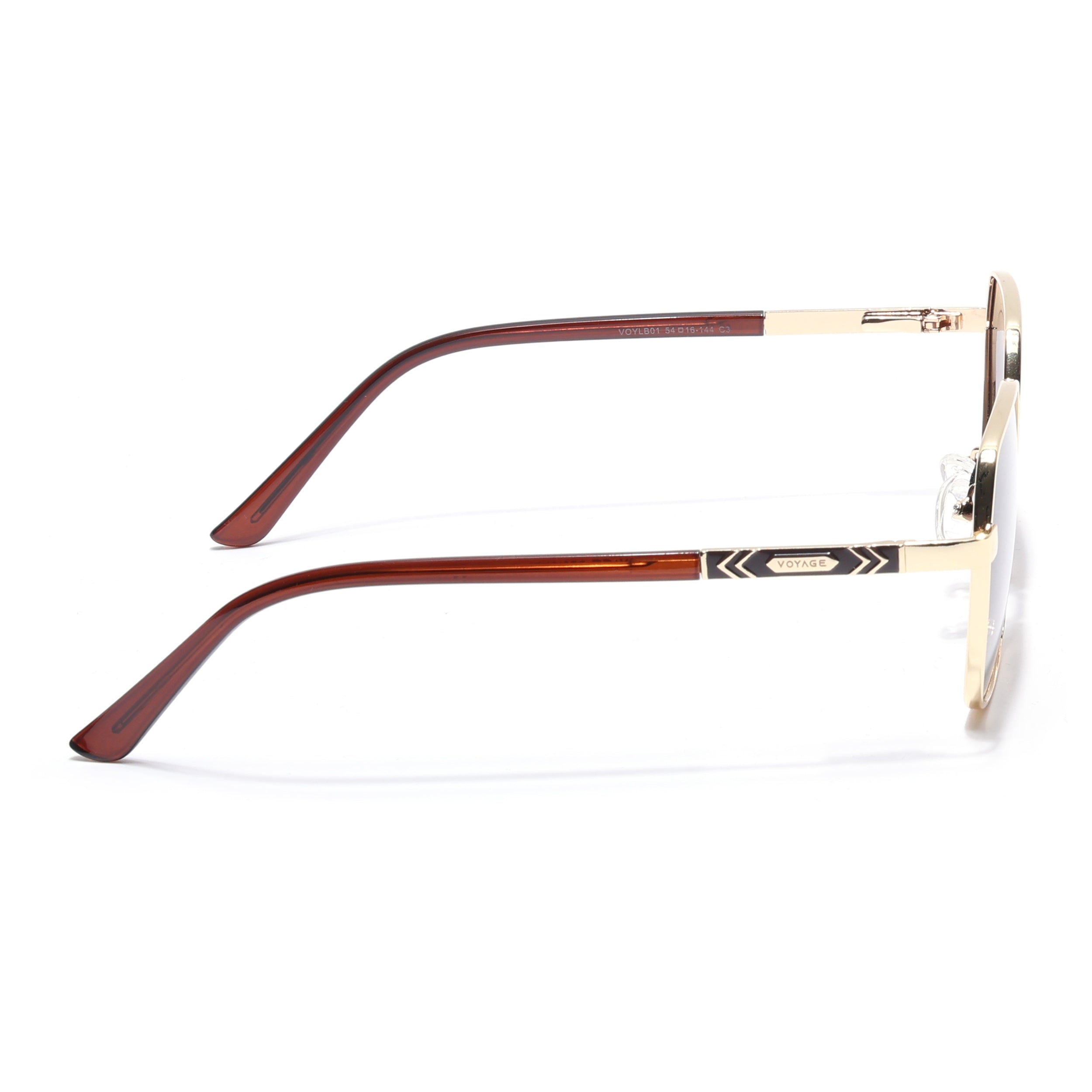 Square Polarized Sunglasses for Men & Women (Brown & Clear Lens | Golden Frame - VOYLB01-C3)