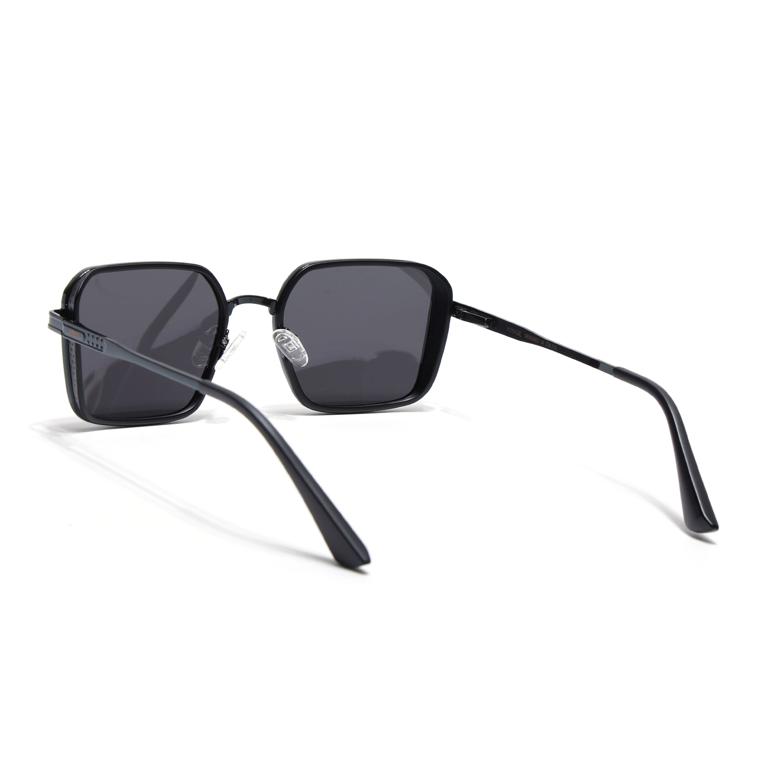 Square Polarized Sunglasses for Men & Women (Black Lens | Black Frame - VOYLB02-C1)