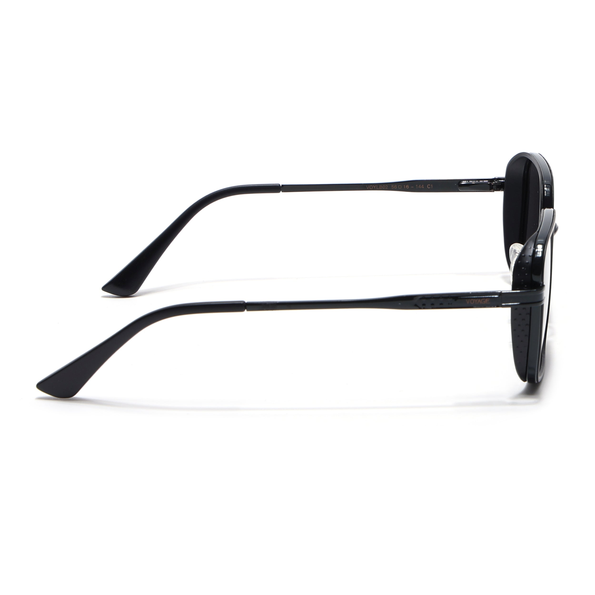 Square Polarized Sunglasses for Men & Women (Black Lens | Black Frame - VOYLB02-C1)