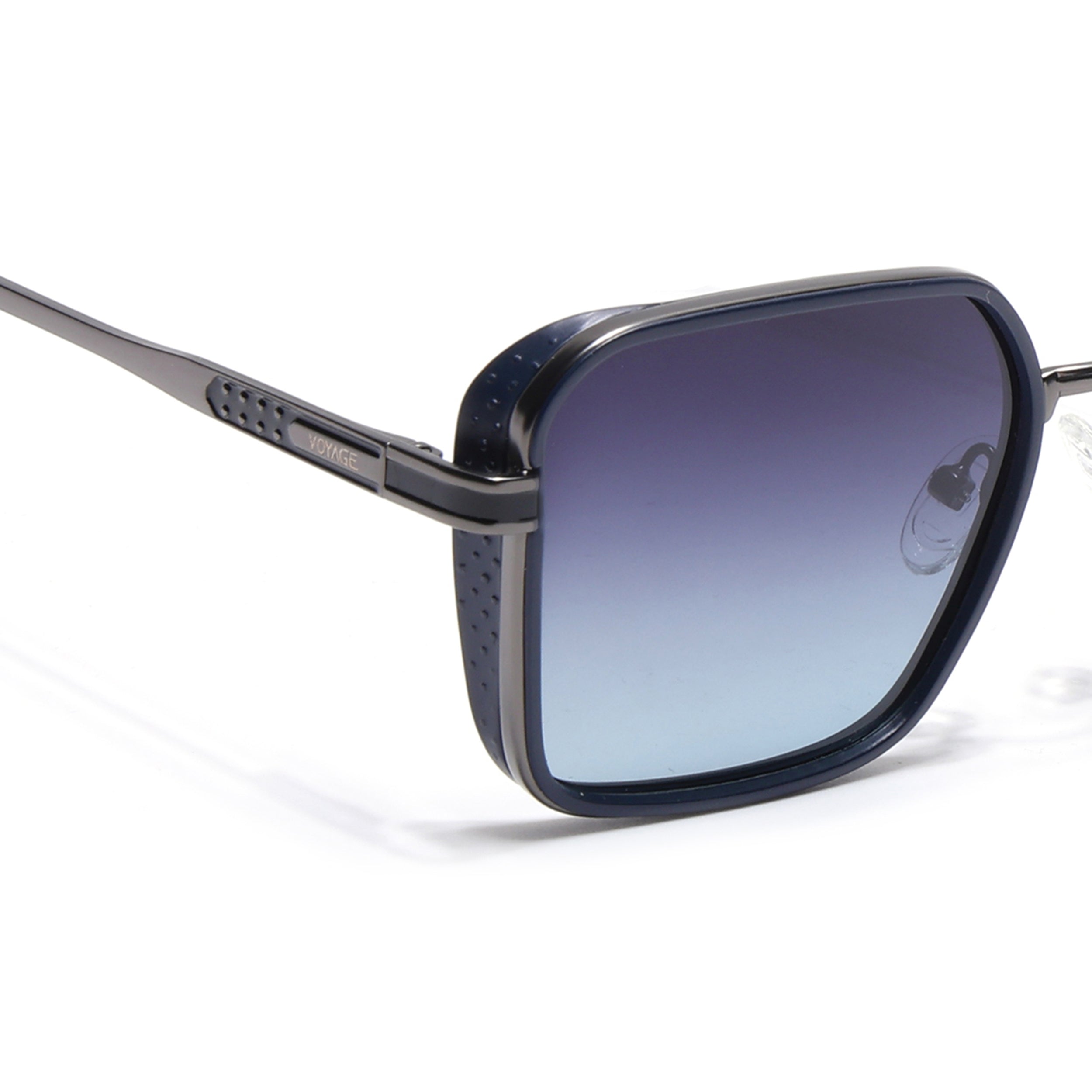 Square Polarized Sunglasses for Men & Women (Grey & Pink Lens | Silver & Black Frame - VOYLB02-C4)