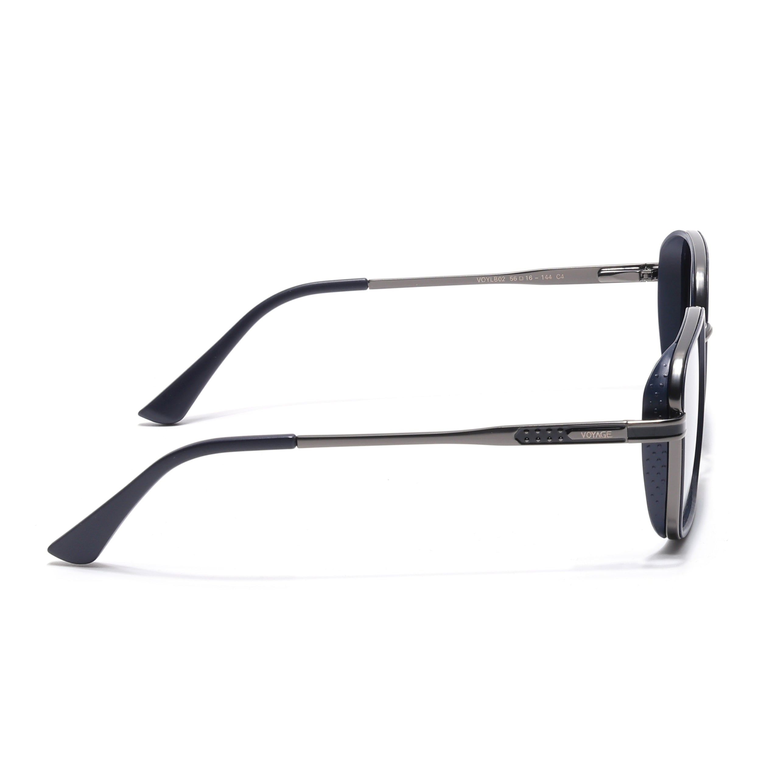 Square Polarized Sunglasses for Men & Women (Grey & Pink Lens | Silver & Black Frame - VOYLB02-C4)